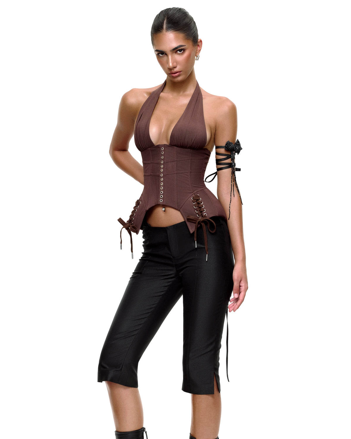 JENNIFER CORSET TOP (BROWN) by BUPBES