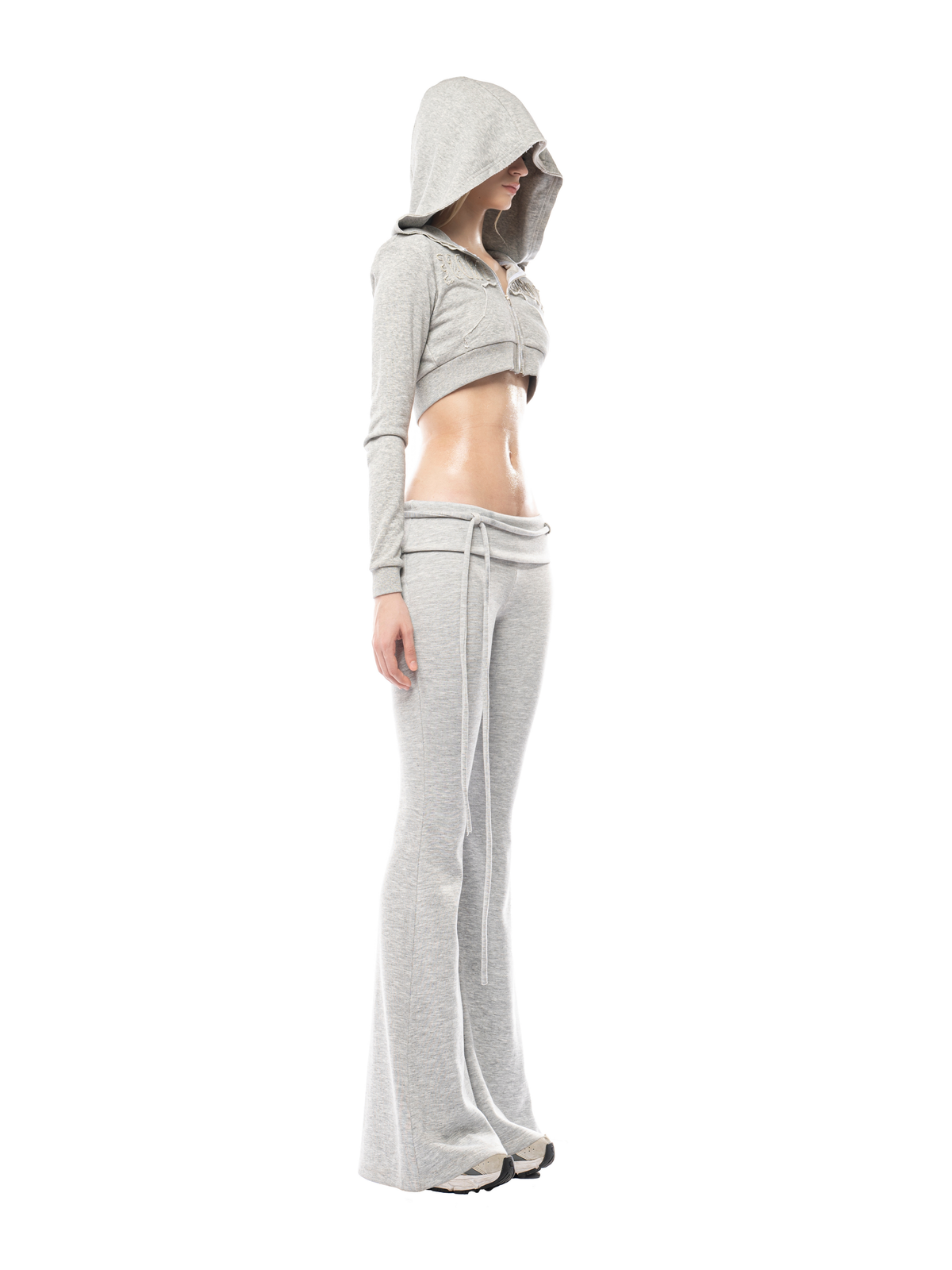 Jolie Cropped Zip Hoodie - Grey by Huelleyrose