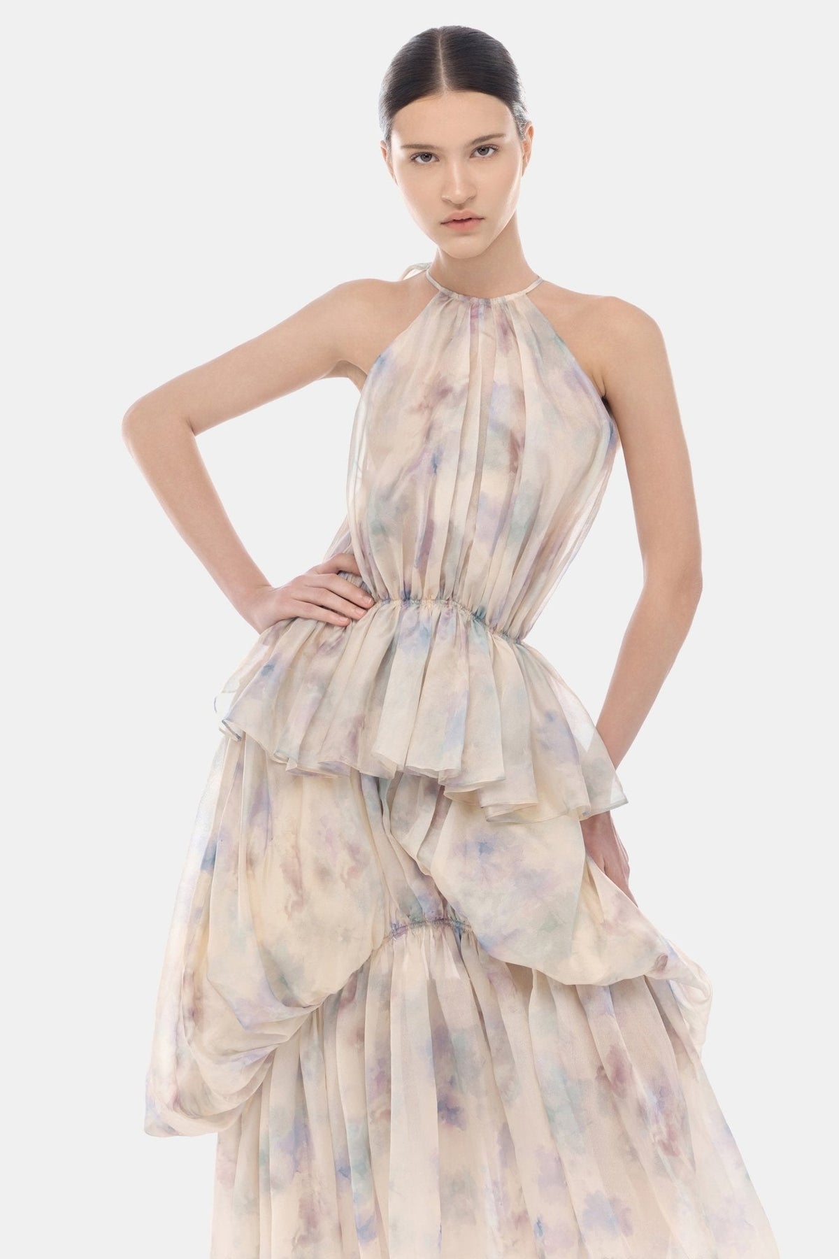 Lavender Tiered Halter Bubble Dress by Montsand