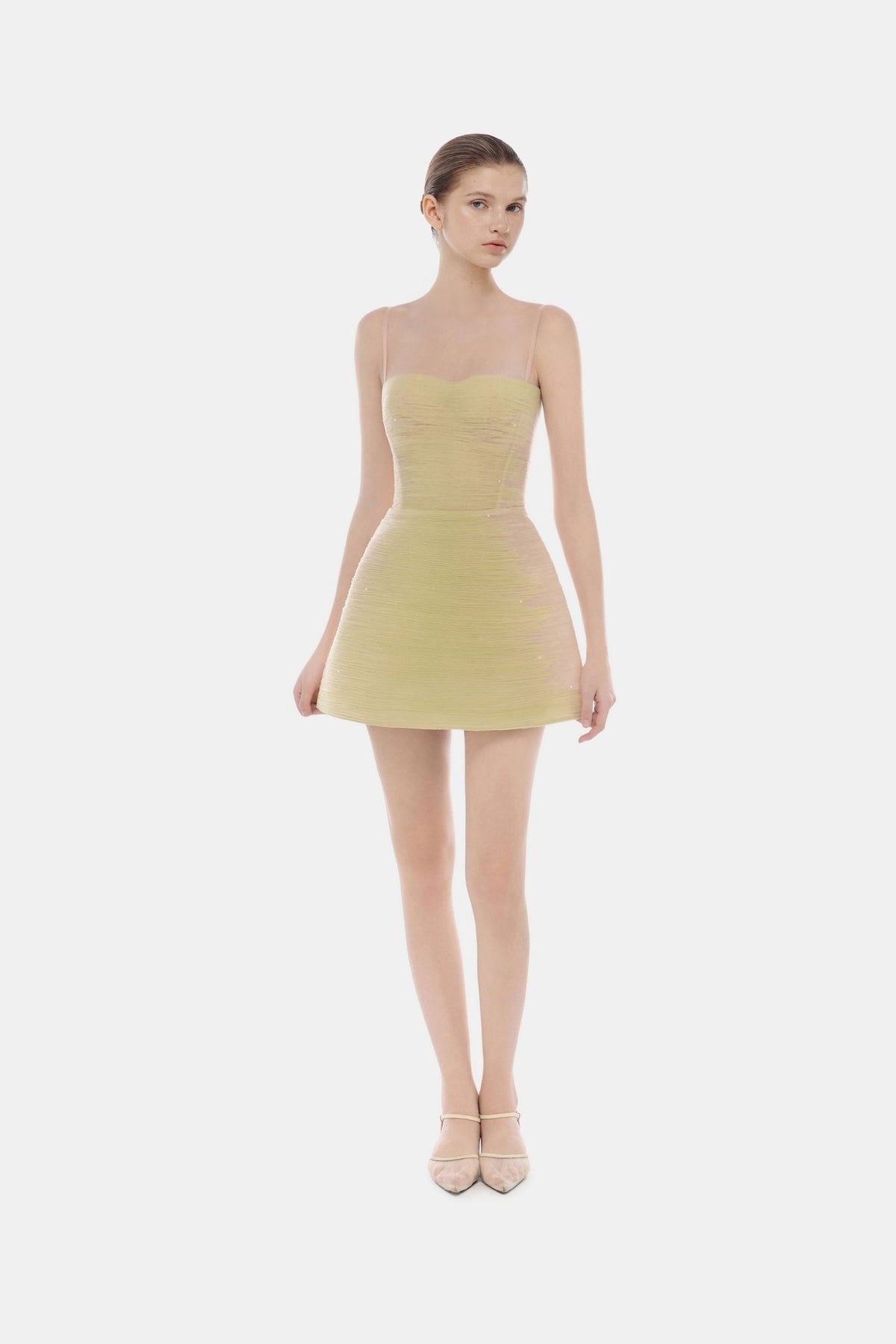 Lime Crinkled Mini Dress by Montsand