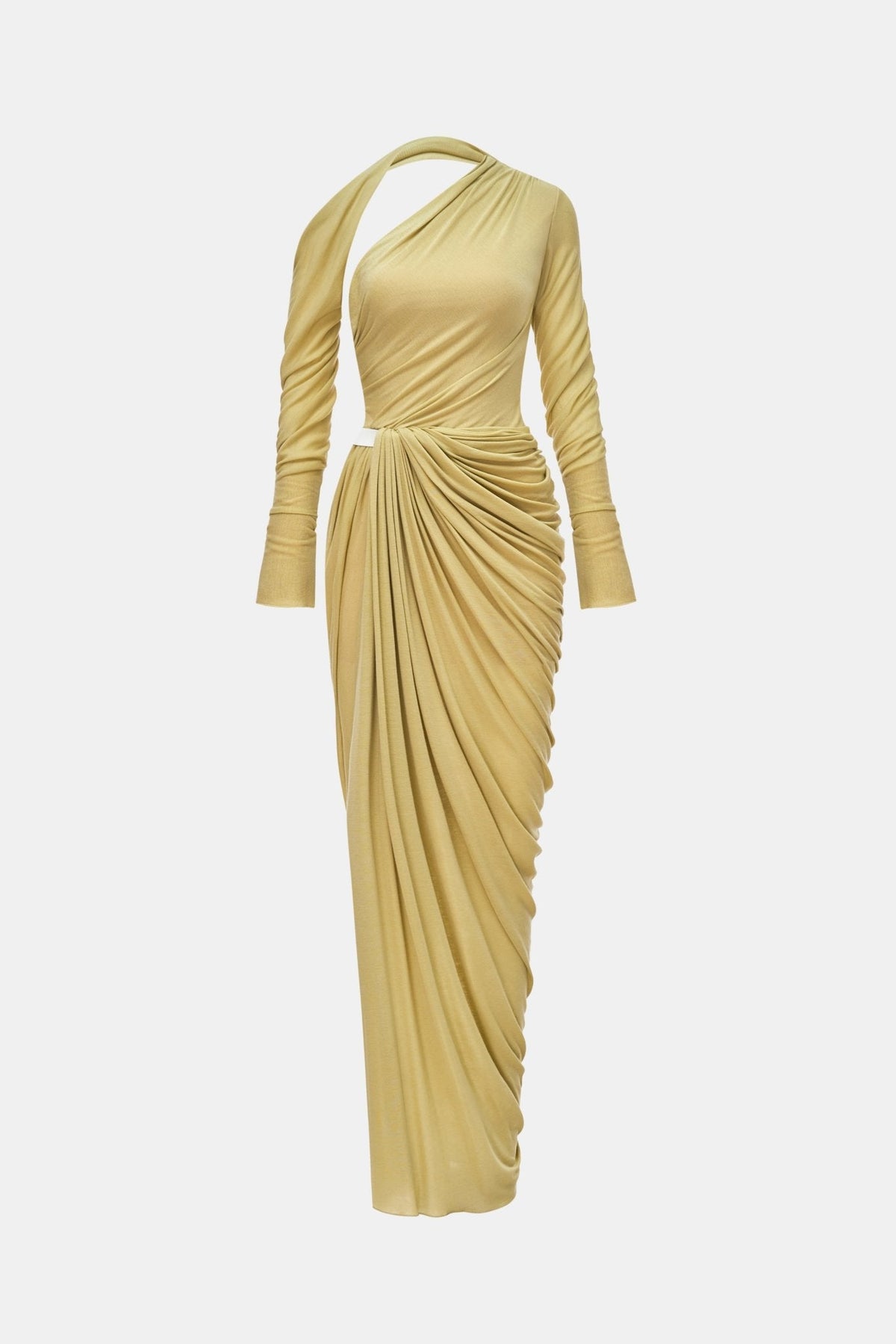 Lime Draped Asymmetric Maxi Dress by Montsand