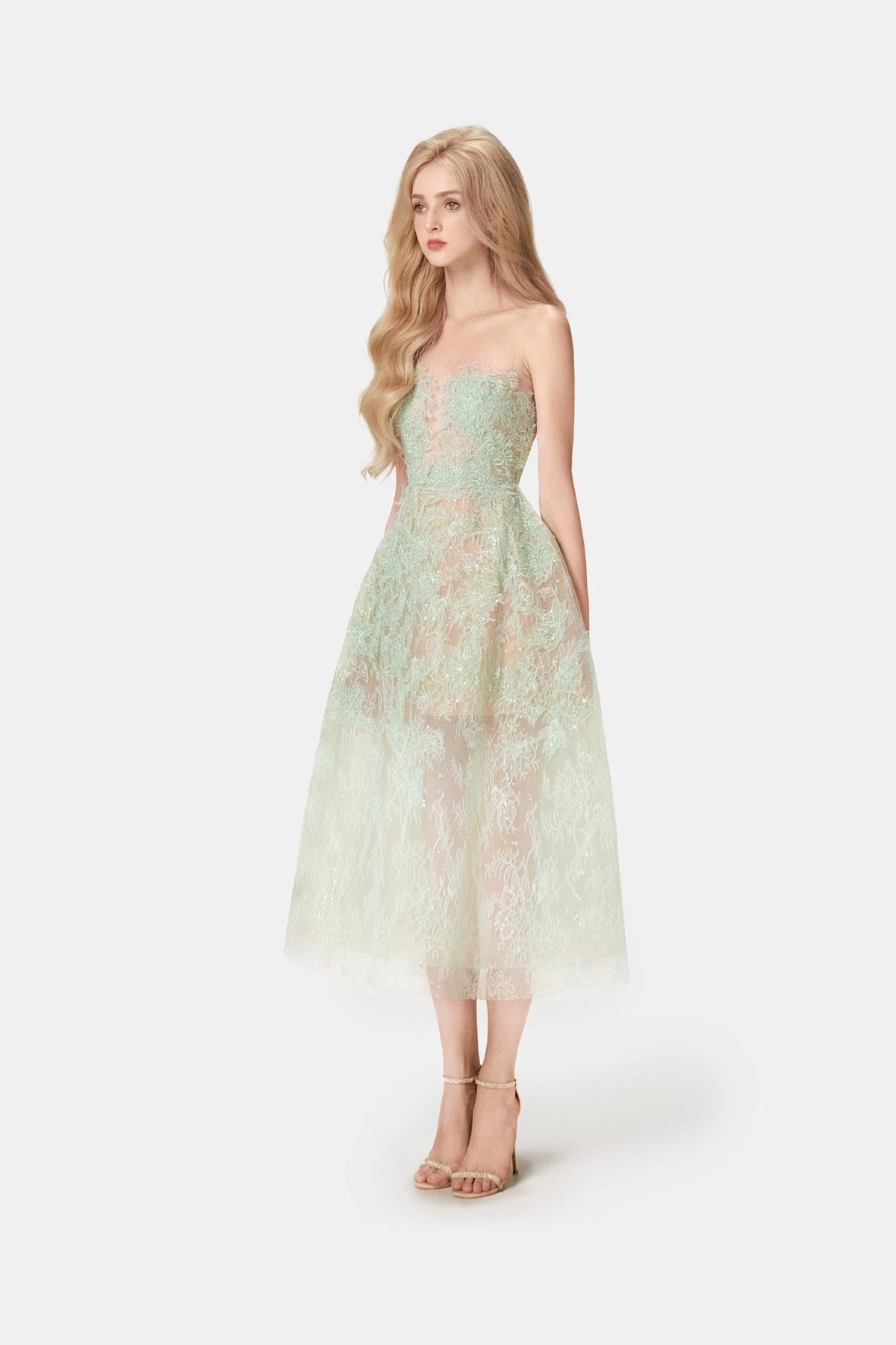 Mint Beaded Lace Dress by Montsand