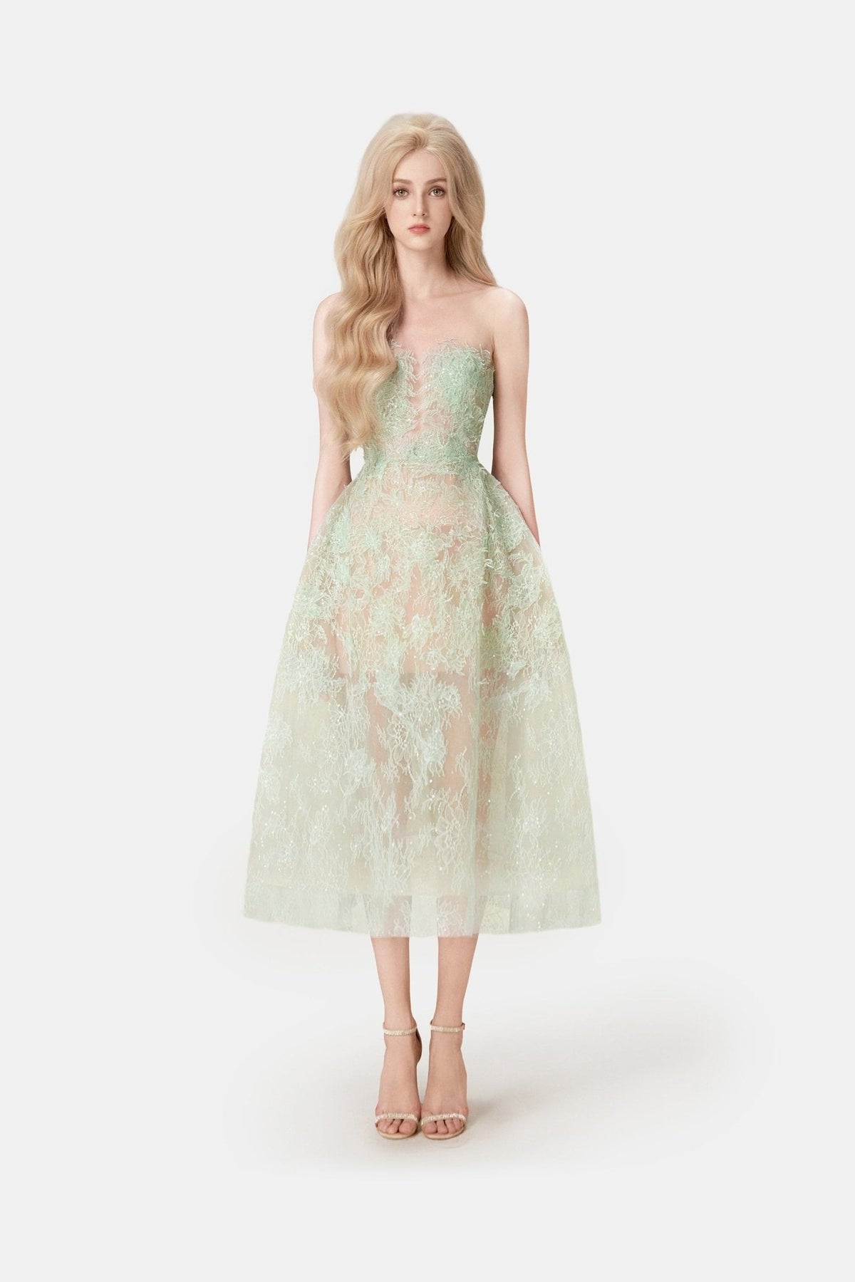 Mint Beaded Lace Dress by Montsand