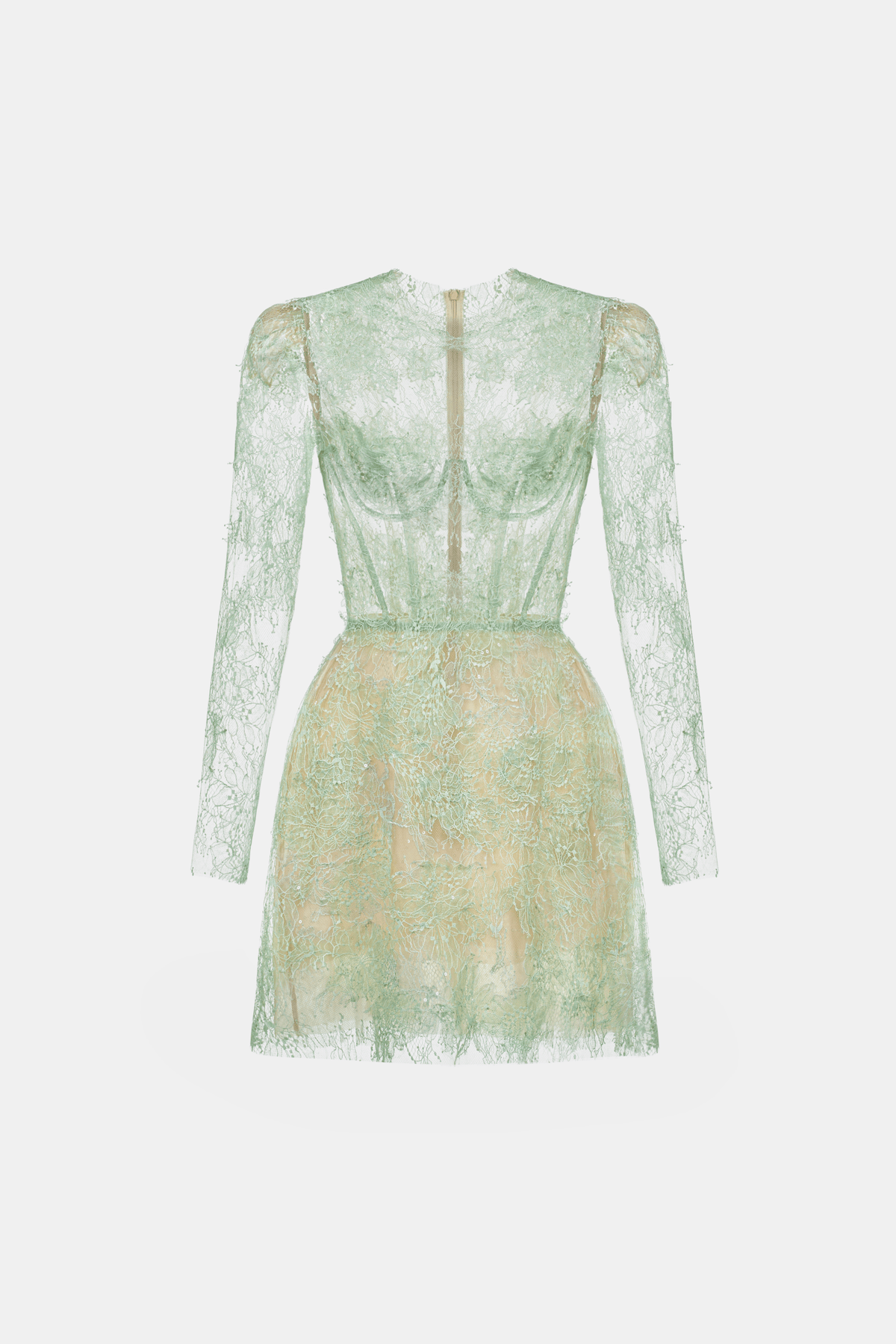Mint Beaded Lace Mini Dress by Montsand