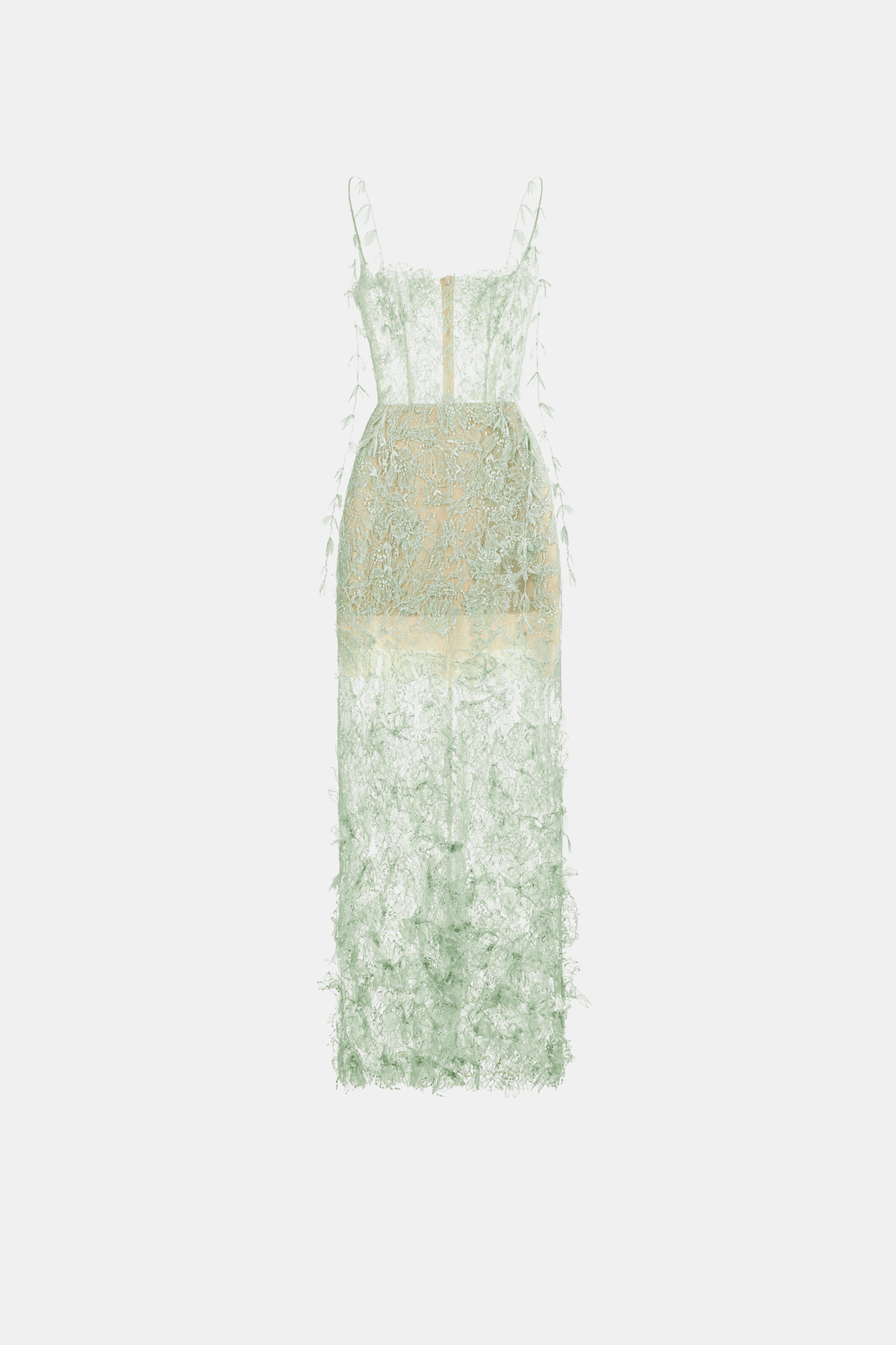 Mint Beaded Lace Pencil Dress. by Montsand
