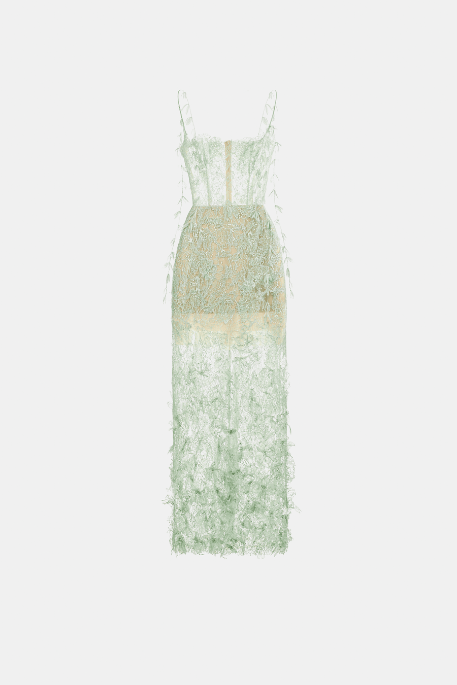 Mint Beaded Lace Pencil Dress.