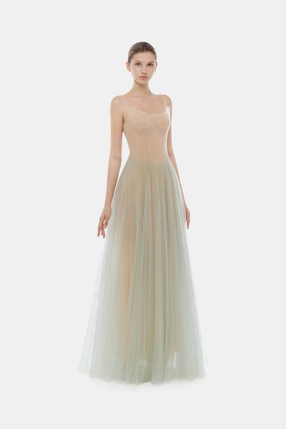 Mint Corset Tulle Maxi Dress by Montsand
