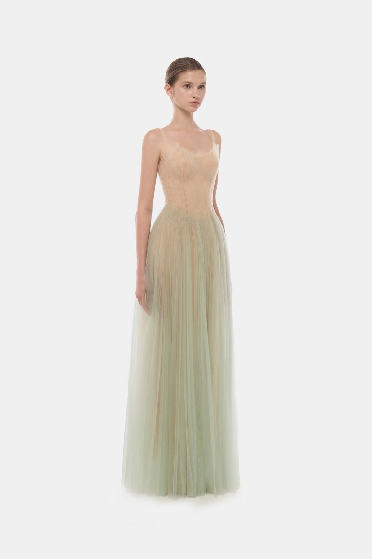 Mint Corset Tulle Maxi Dress by Montsand