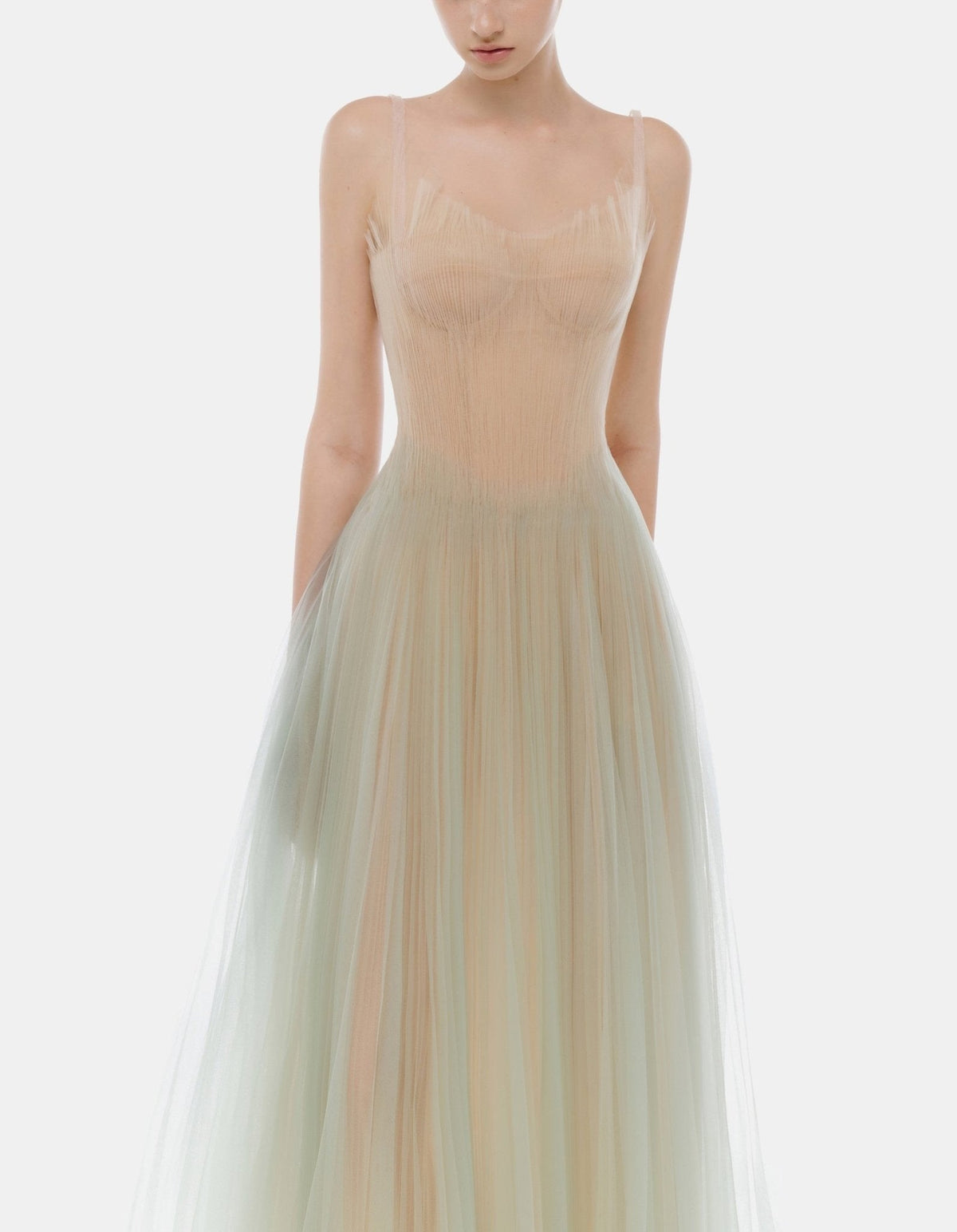 Mint Corset Tulle Maxi Dress by Montsand