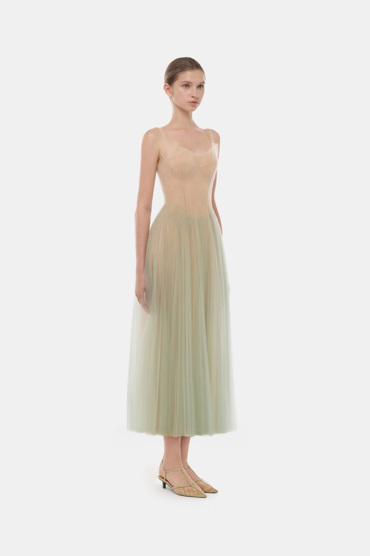 Mint Corset Tulle Midi Dress by Montsand