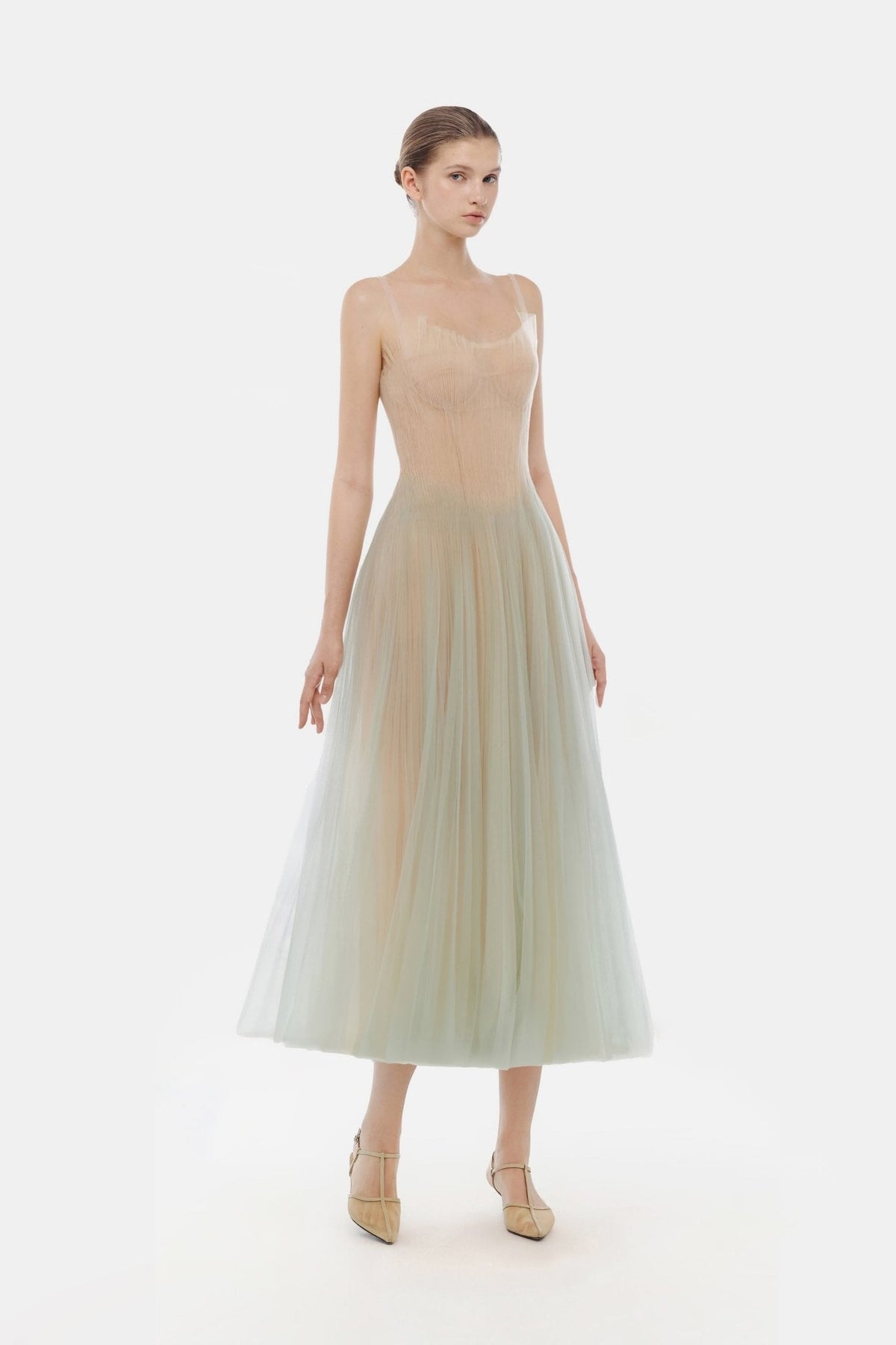 Mint Corset Tulle Midi Dress by Montsand
