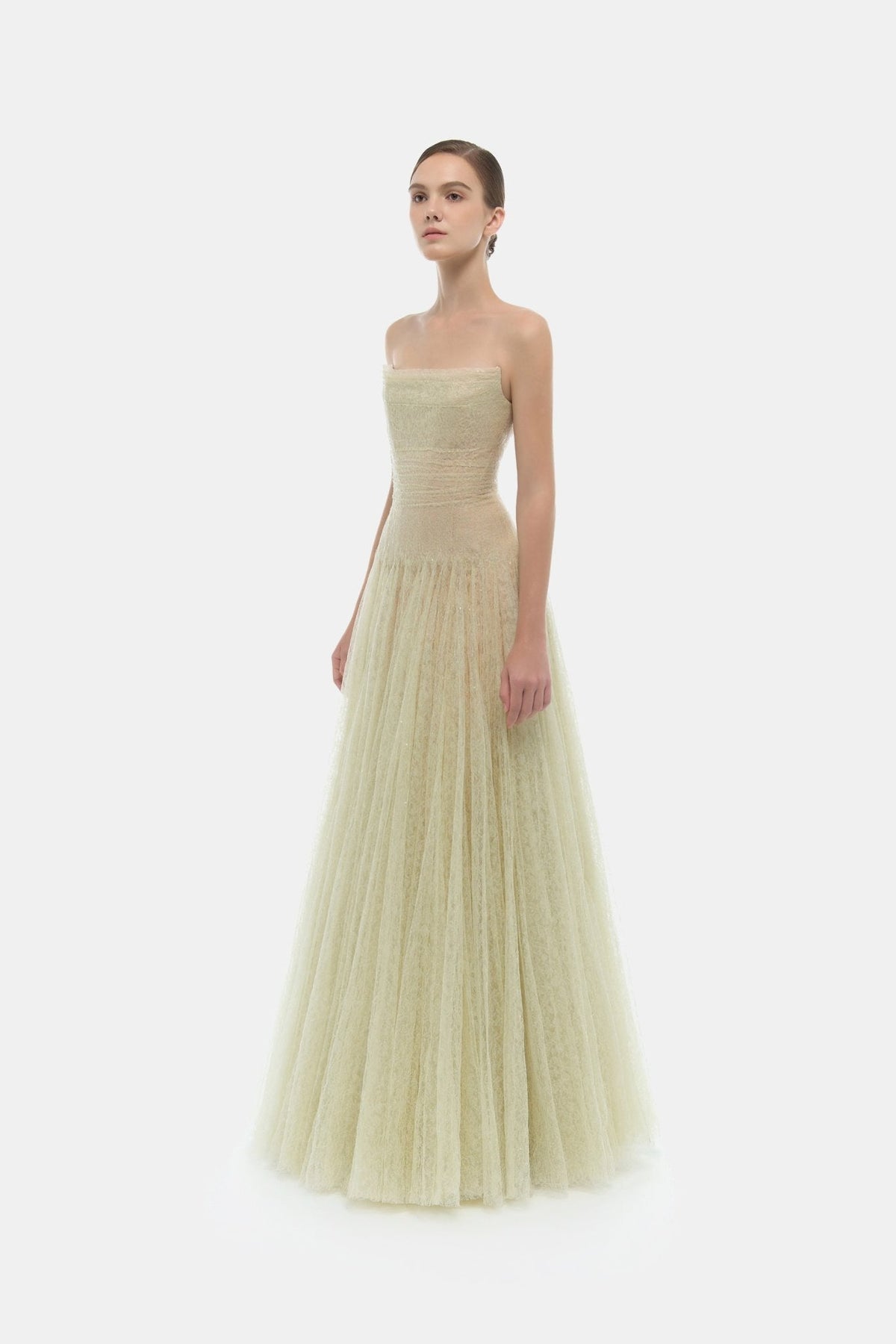 Mint Draped Lace Maxi Dress by Montsand