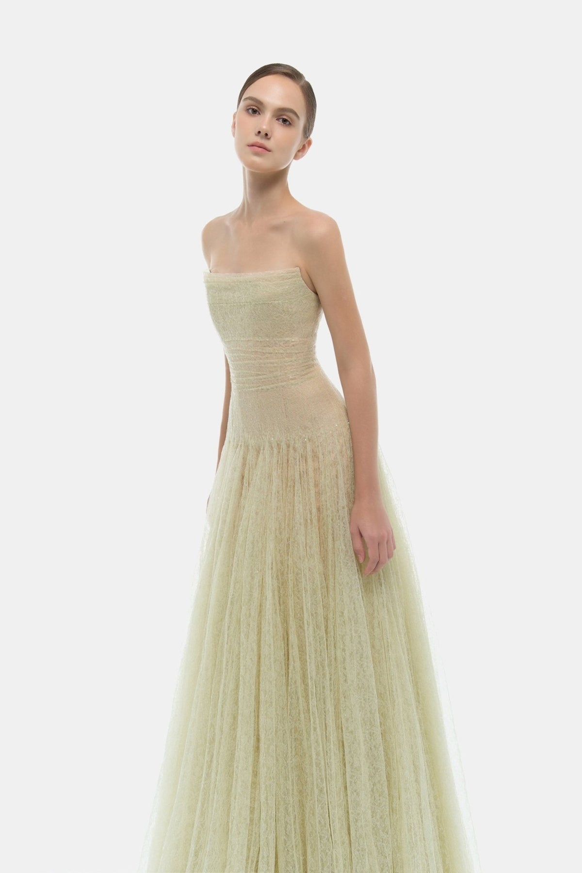 Mint Draped Lace Maxi Dress by Montsand