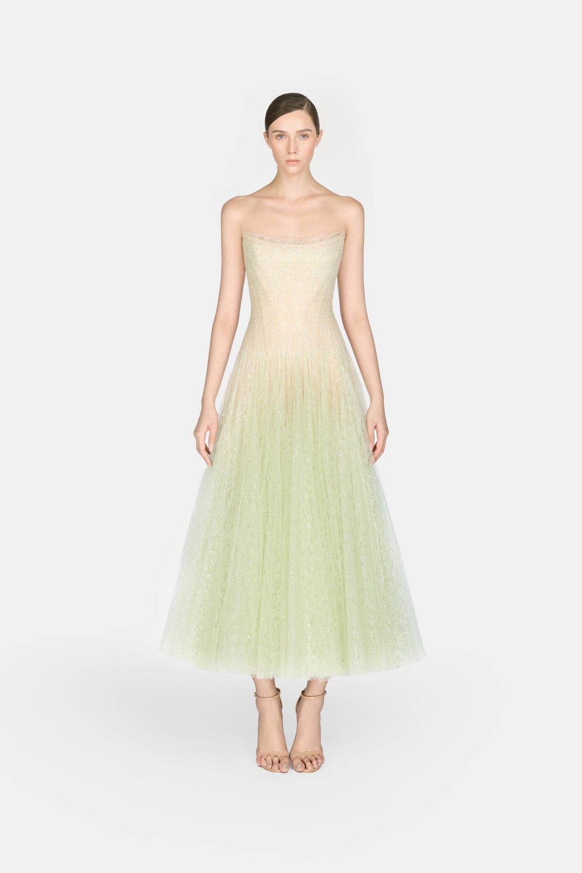 Mint Draped Lace Midi Dress by Montsand