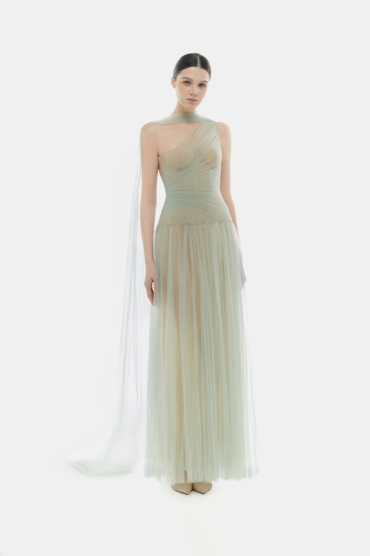 Mint Draped Maxi Dress by Montsand