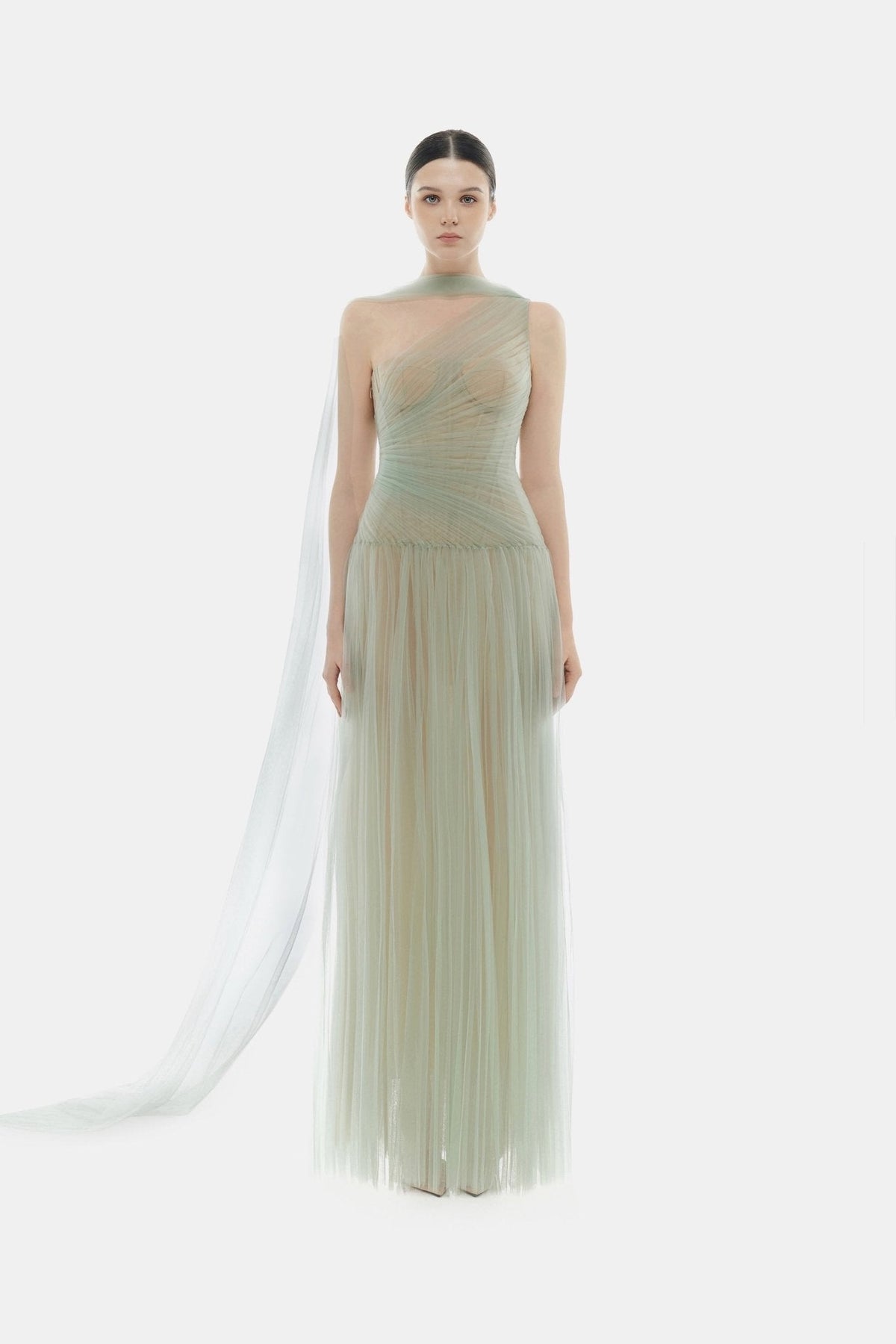Mint Draped Maxi Dress by Montsand