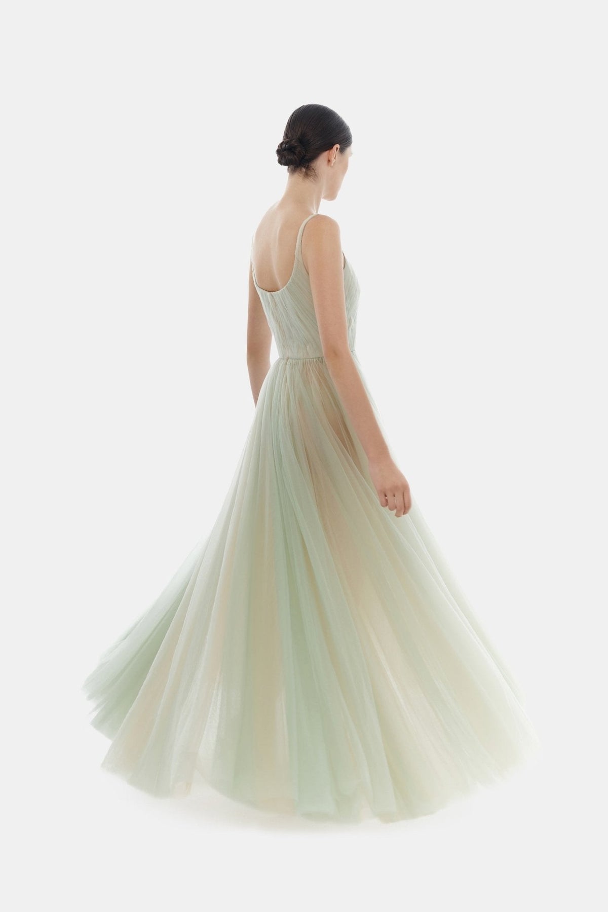 Mint Draped Tulle Maxi Dress by Montsand