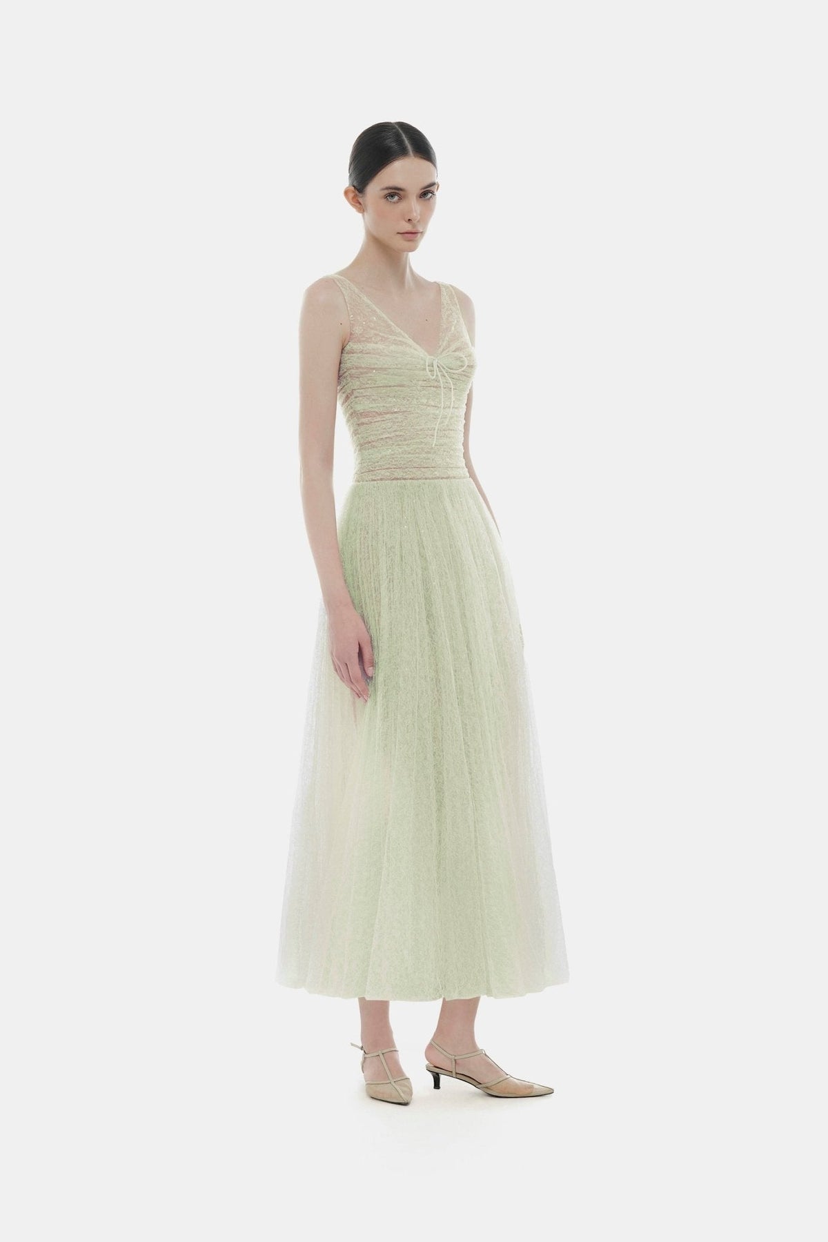 Mint Drapped Midi Dress by Montsand