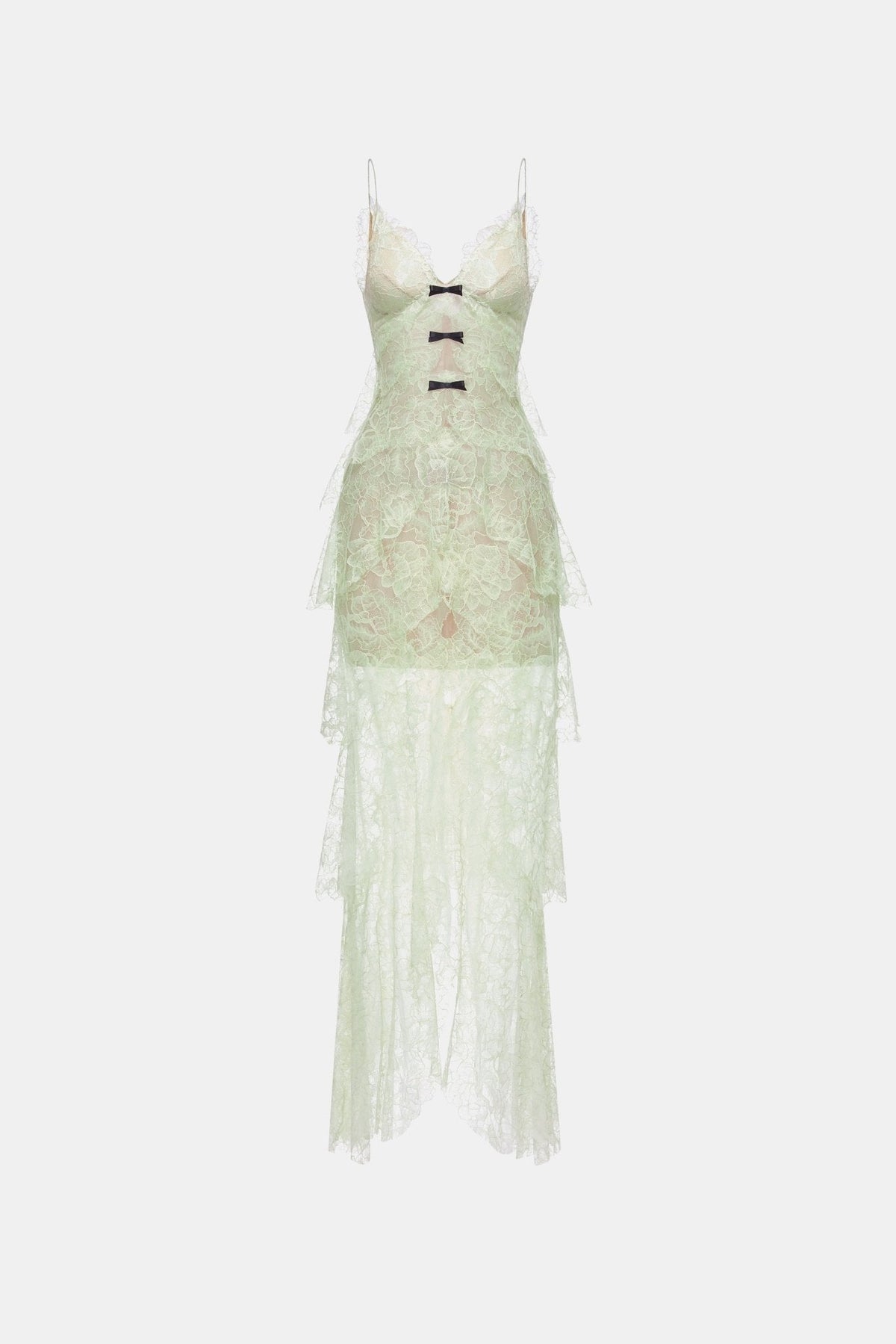 Mint Floral Bow Vneck Maxi Dress by Montsand