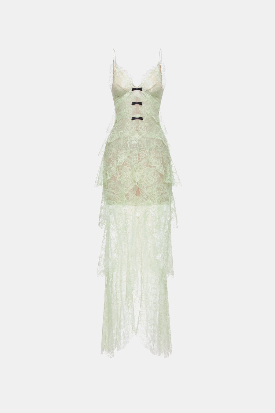 Mint Floral Bow Vneck Maxi Dress
