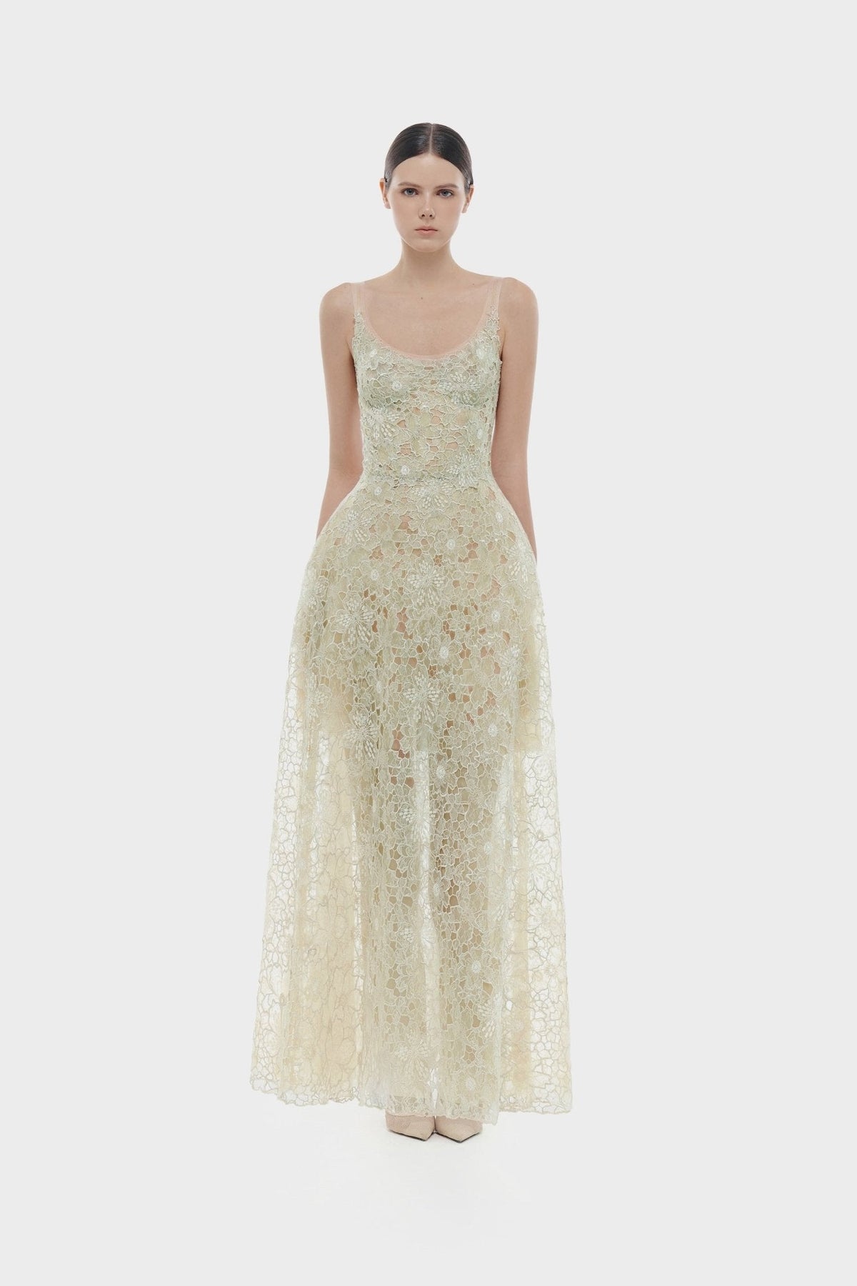 Mint Flower Lace Maxi Dress by Montsand