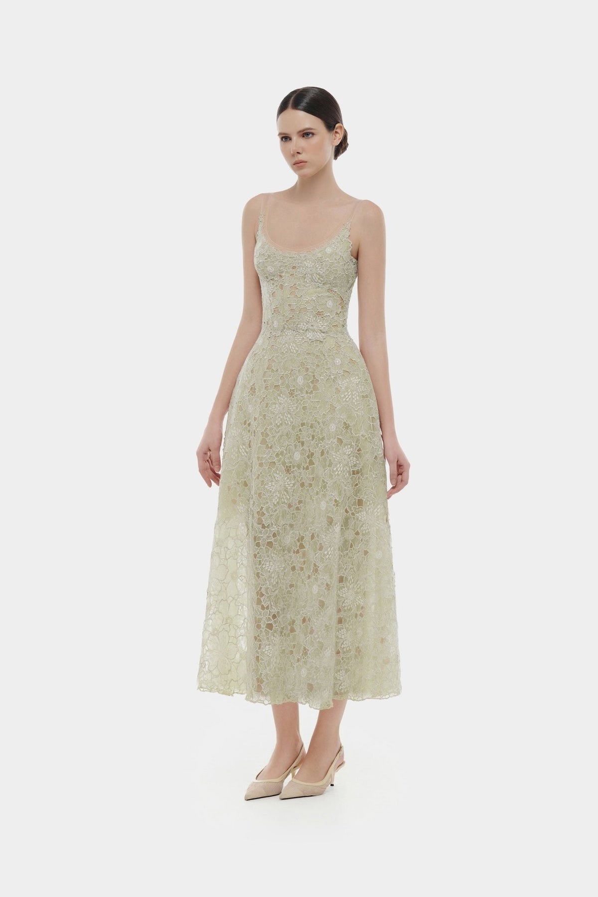 Mint Flower Lace Midi Dress by Montsand