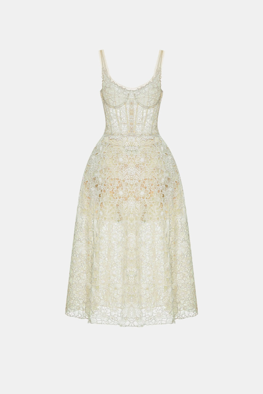 Mint Flower Lace Midi Dress