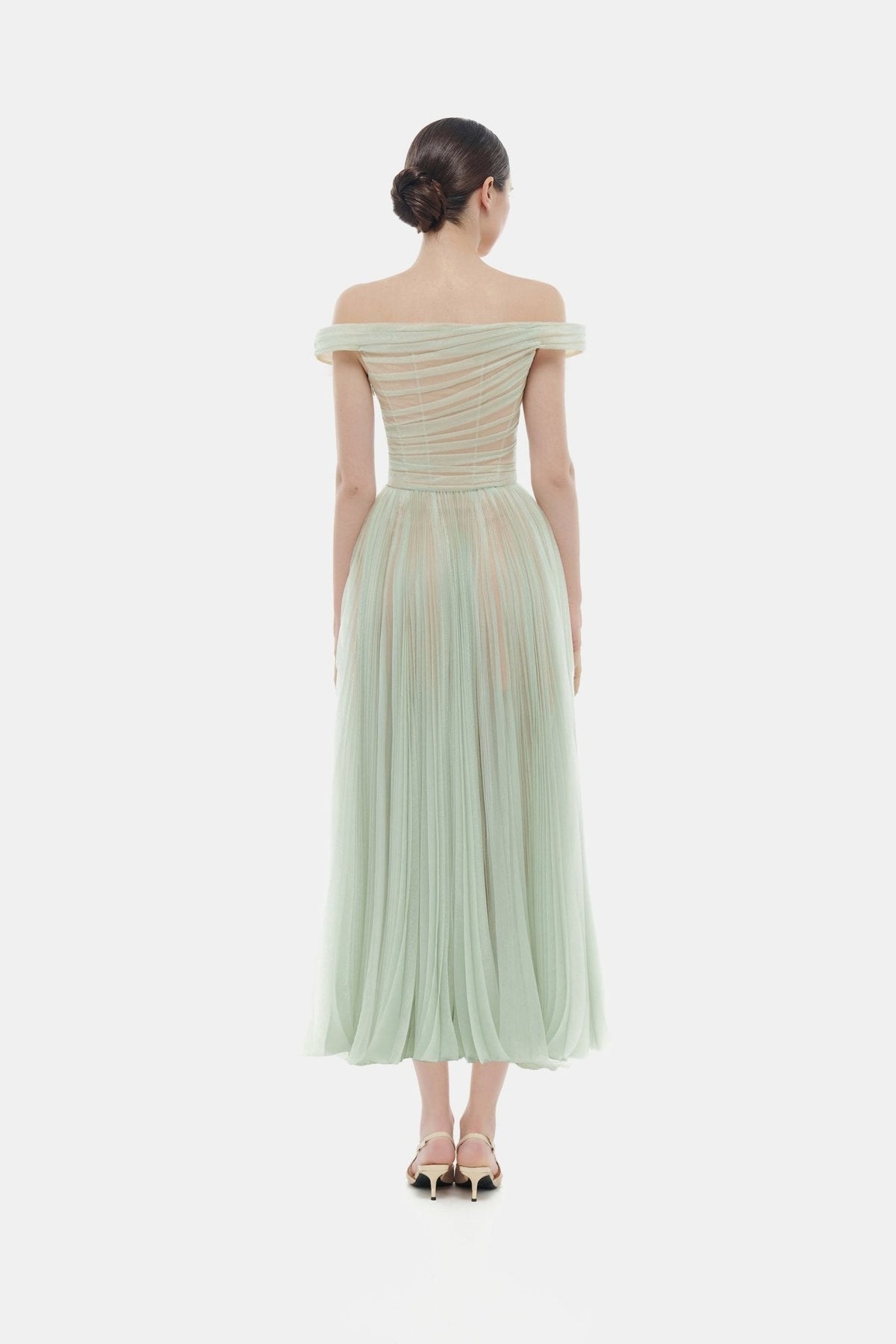 Mint Off-shoulder Midi Dress by Montsand