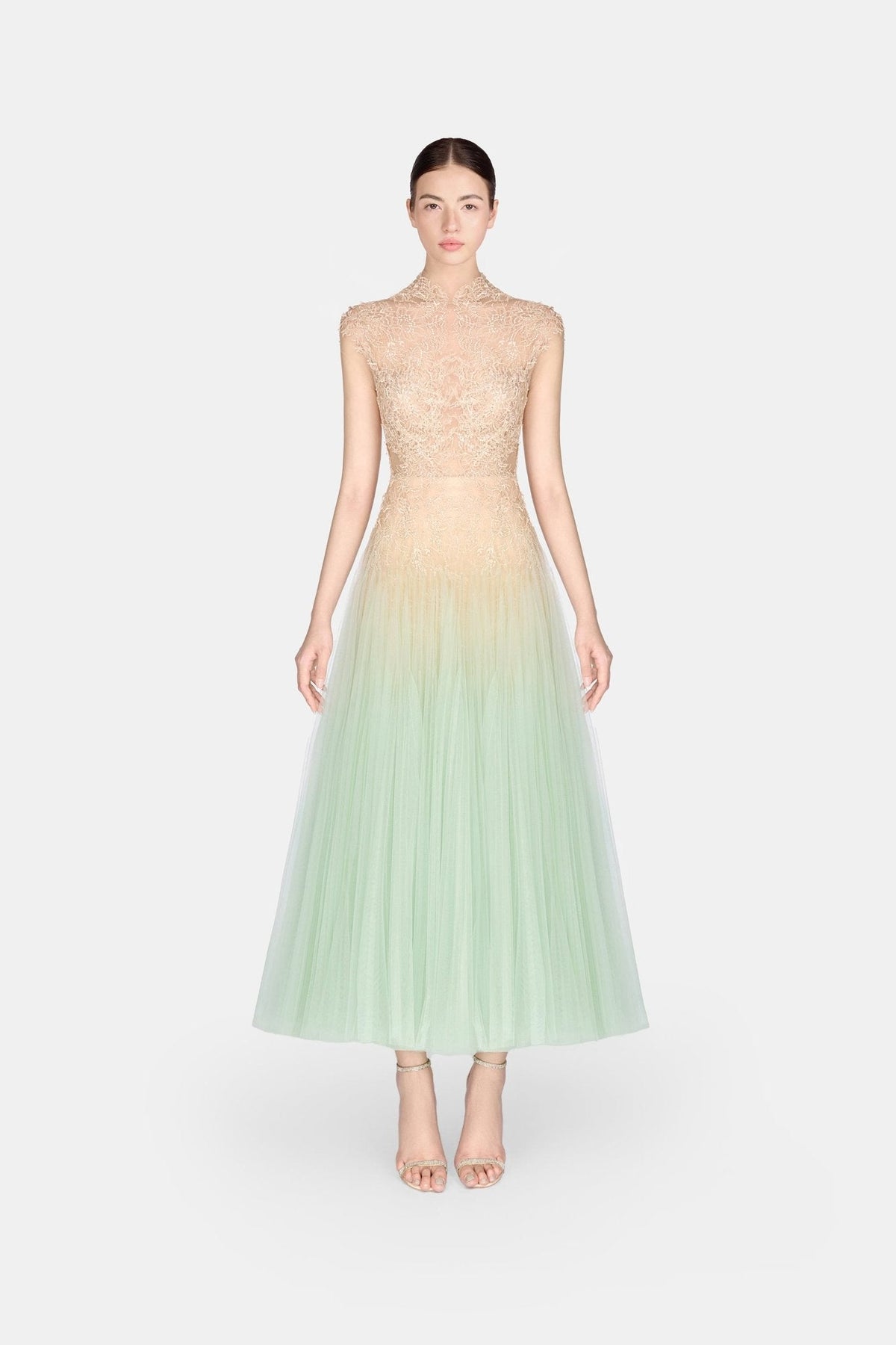 Mint Ombré Cut-Out Lace Dress by Montsand