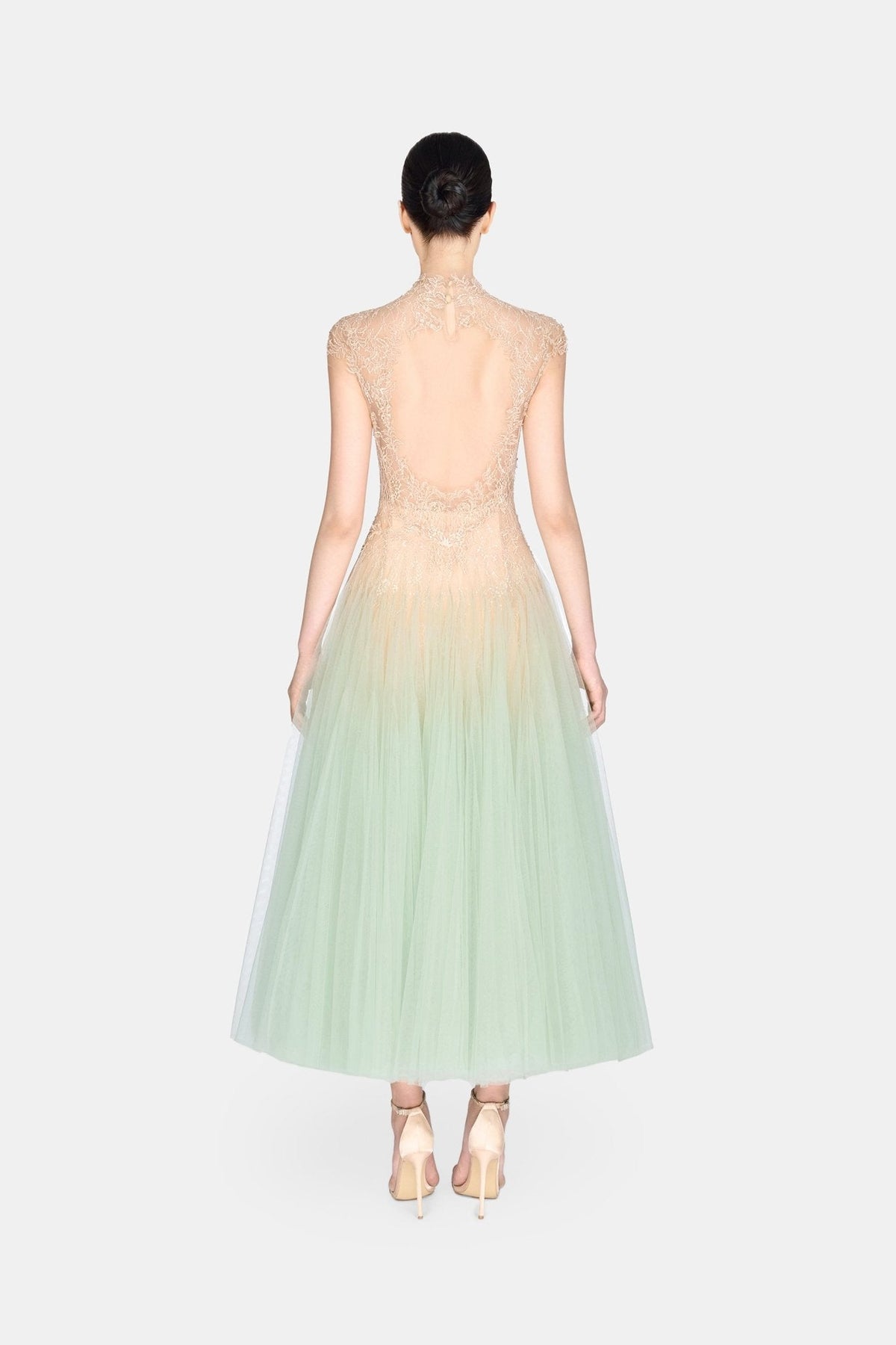 Mint Ombré Cut-Out Lace Dress by Montsand