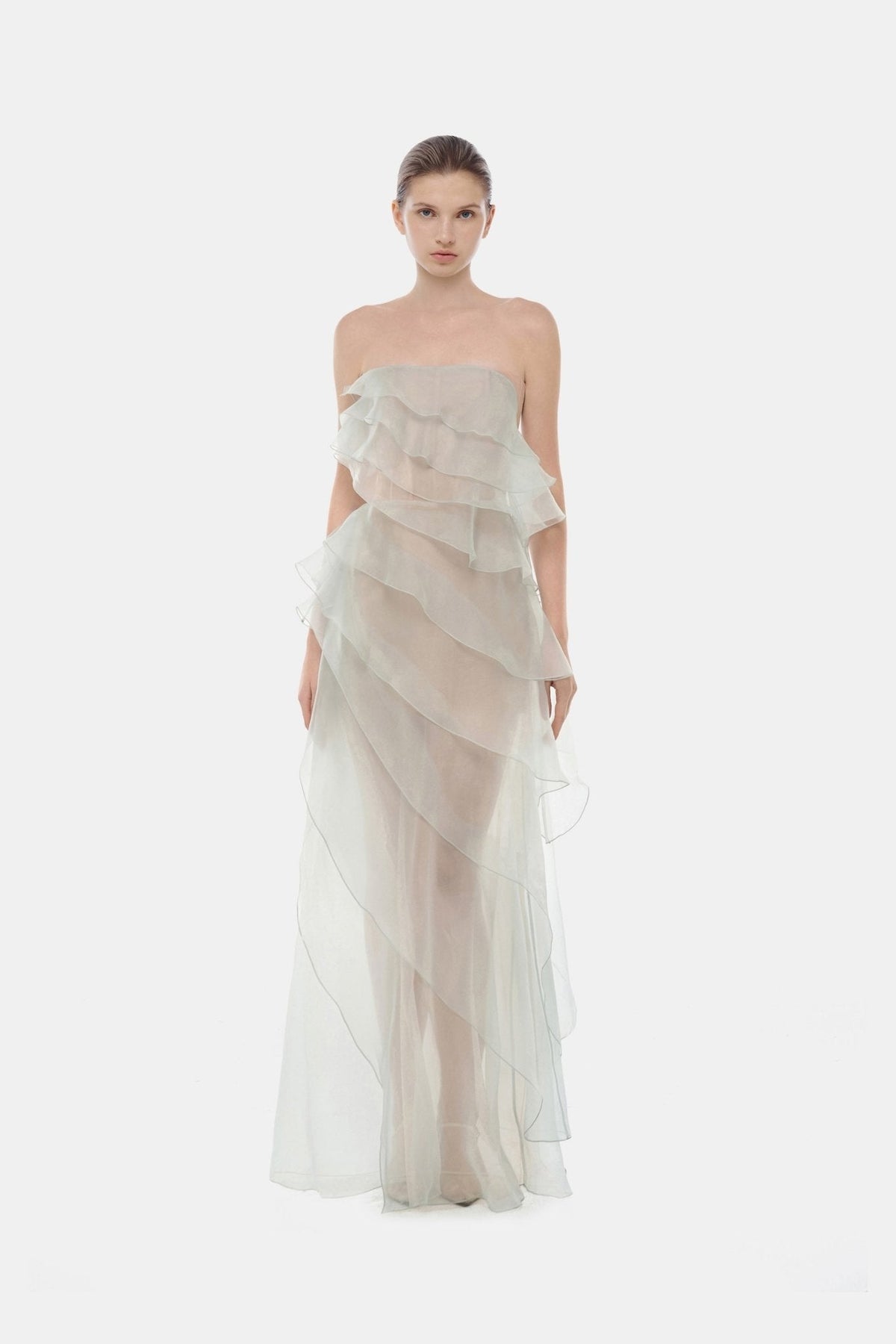 Mint Tiered Strapless Dress by Montsand