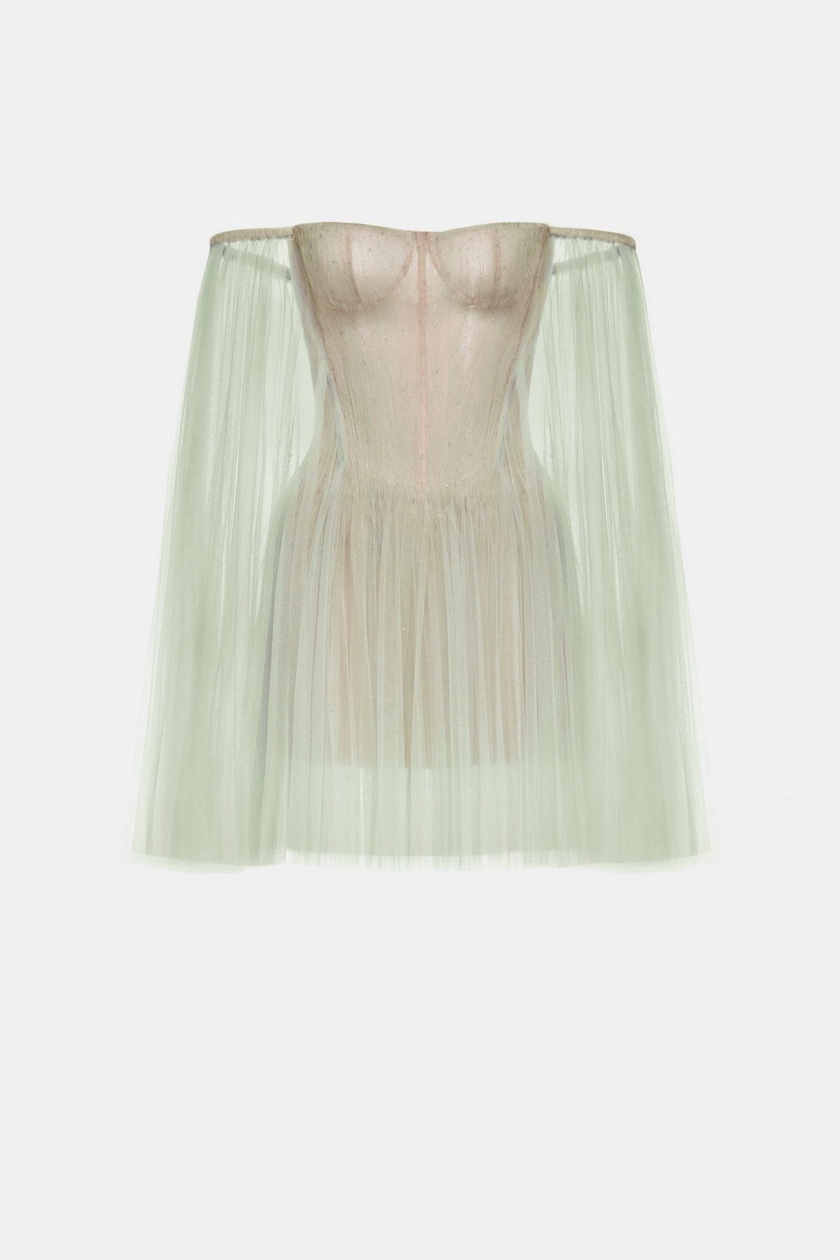 Mint Tulle Off-shoulder Mini Dress by Montsand