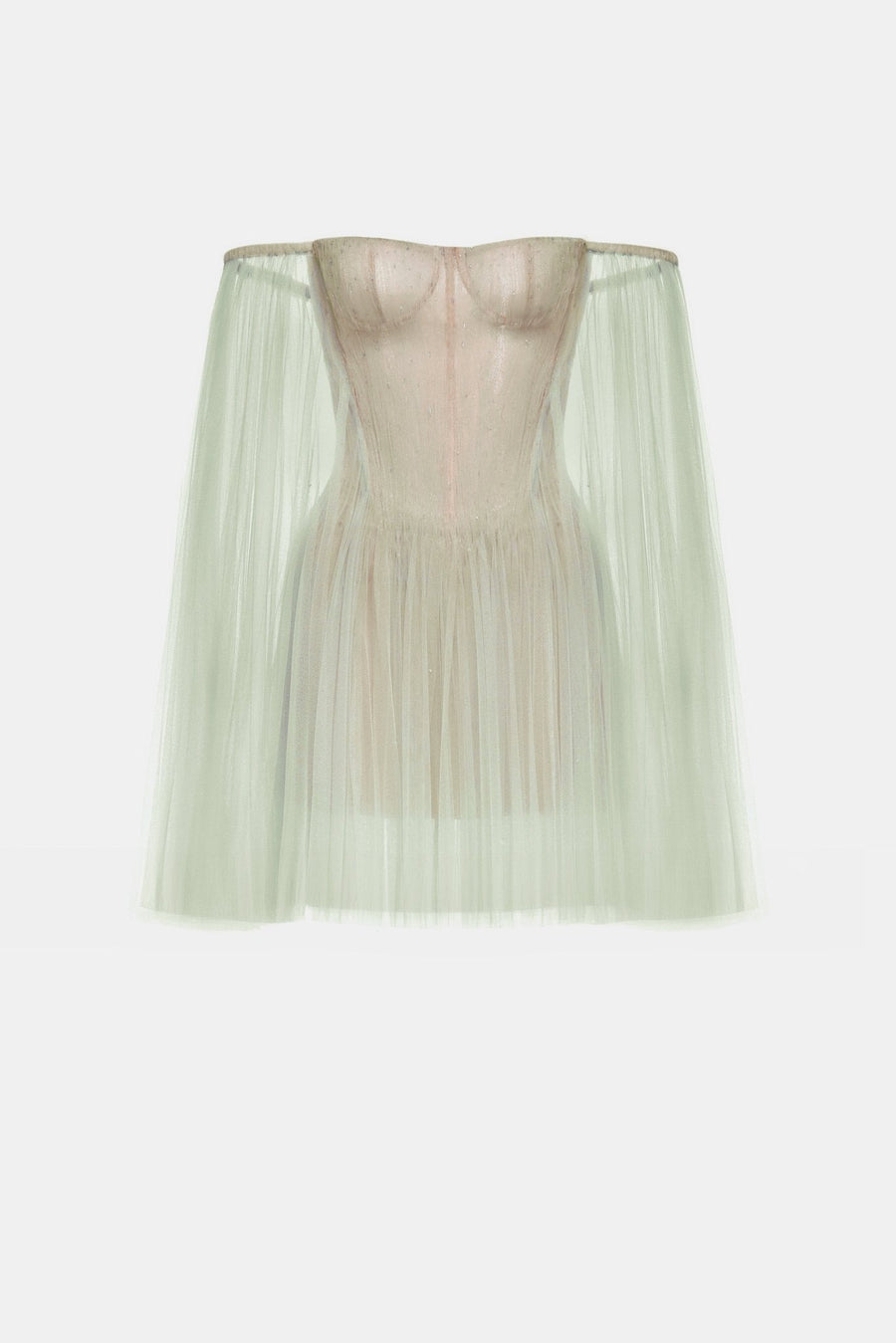 Mint Tulle Off-shoulder Mini Dress