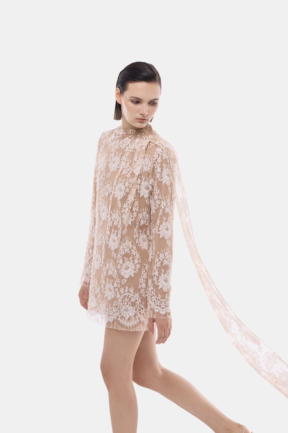 Nude Back Bow Neck Dress by Montsand