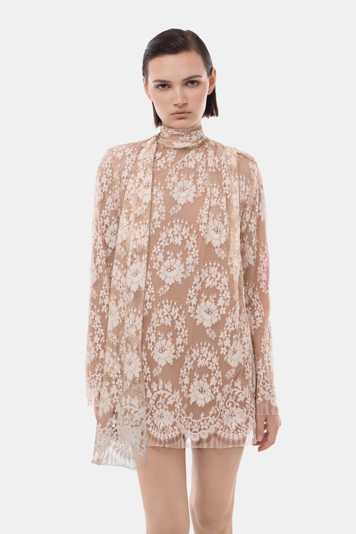 Nude Back Bow Neck Dress by Montsand