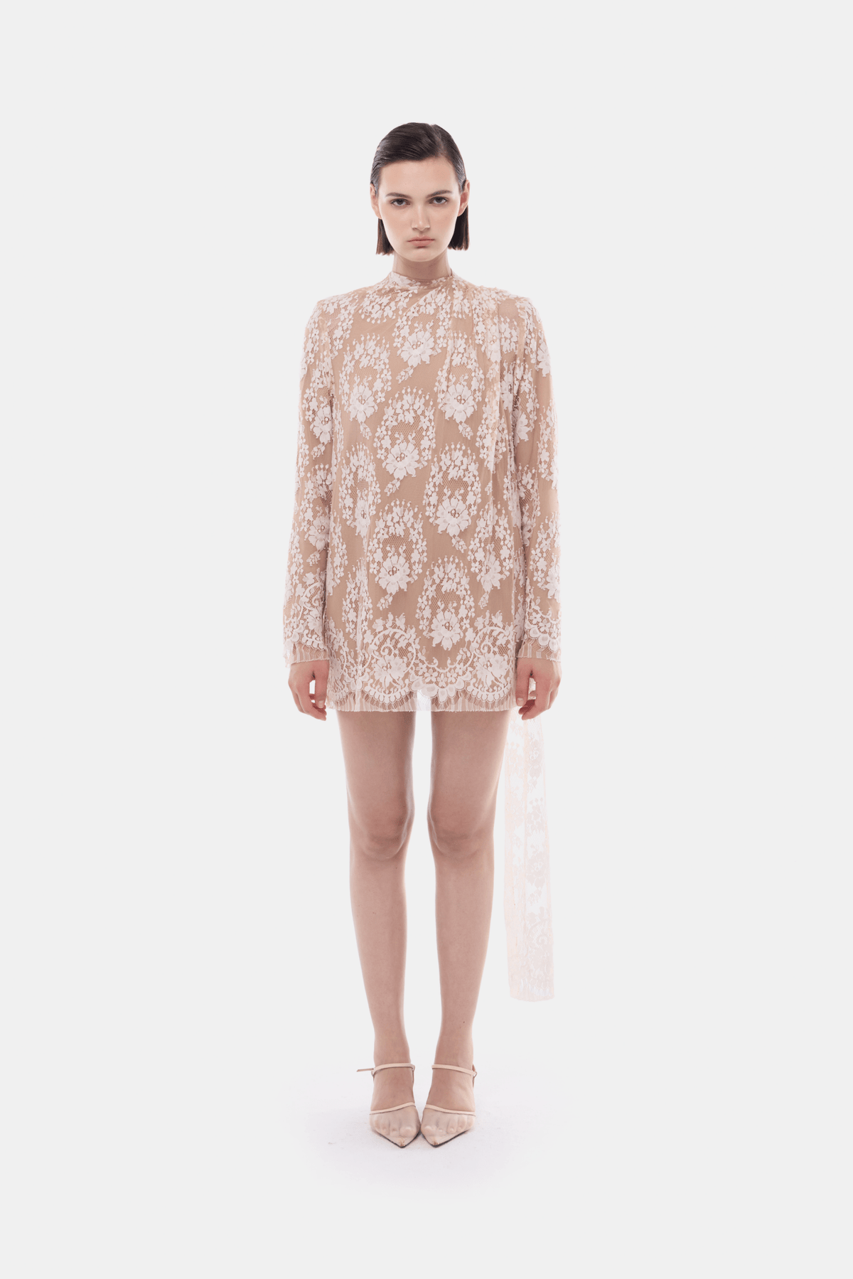 Nude Back Bow Neck Dress by Montsand