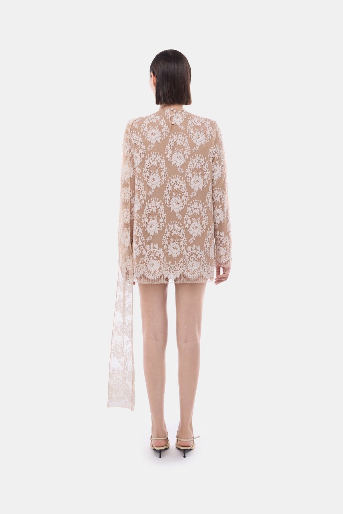 Nude Back Bow Neck Dress by Montsand