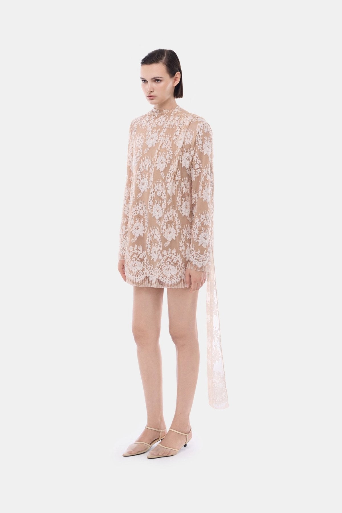Nude Back Bow Neck Dress by Montsand