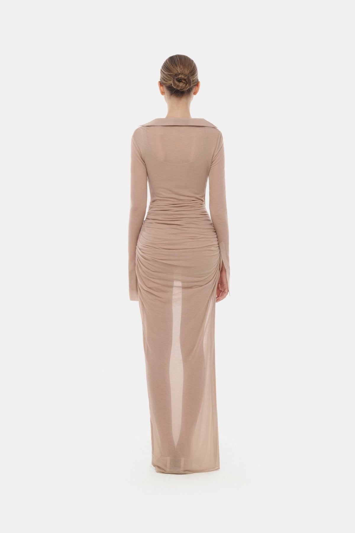 Nude Draped Ruched Jersey Dress by Montsand