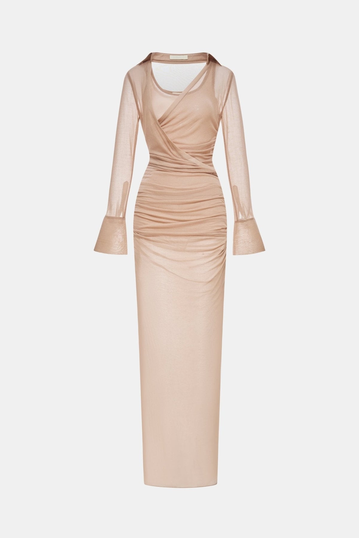 Nude Draped Ruched Jersey Dress by Montsand