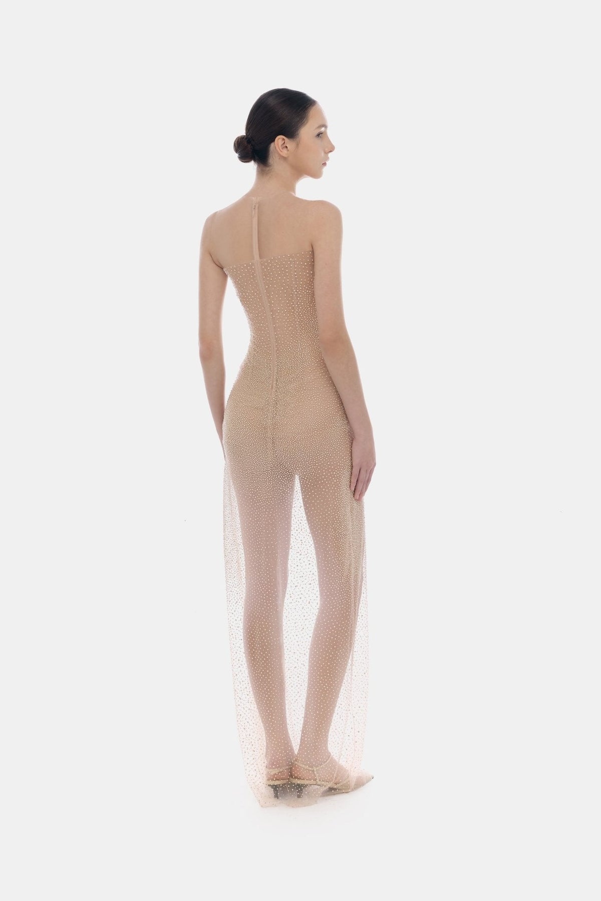 Nude Embellished Dress by Montsand