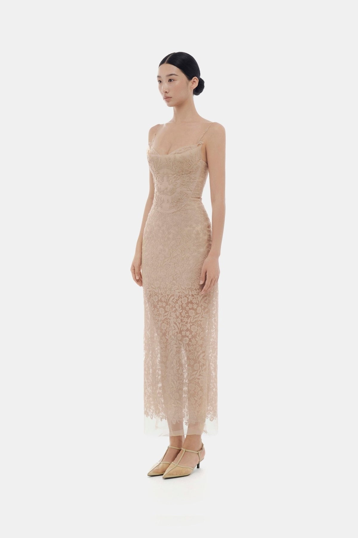 Nude Lace Midi Dress by Montsand
