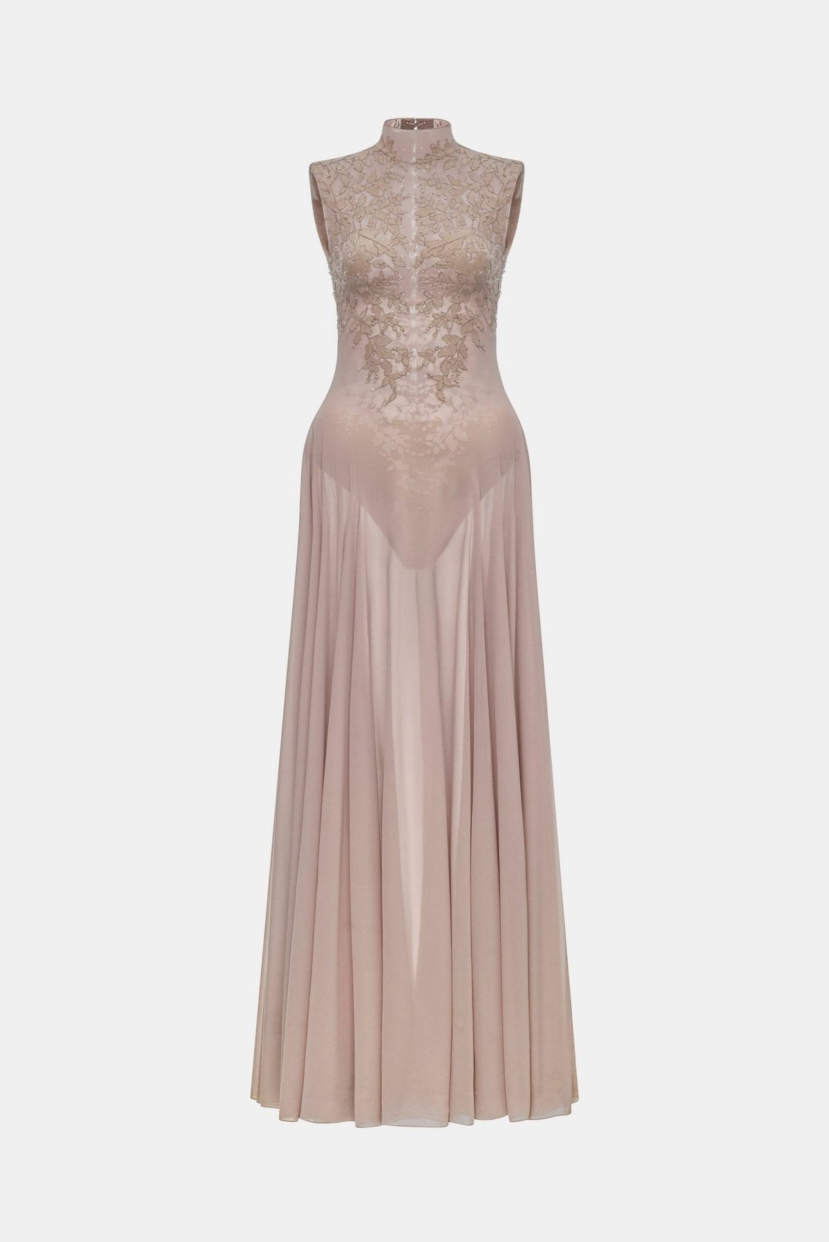 Nude Sleeveless Jacquard Maxi Dress by Montsand