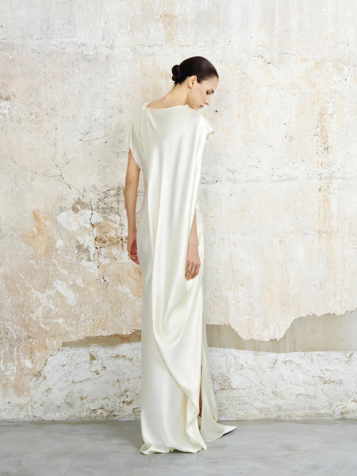 Odette Asymmetric Satin Maxi Dress by COCOSIN