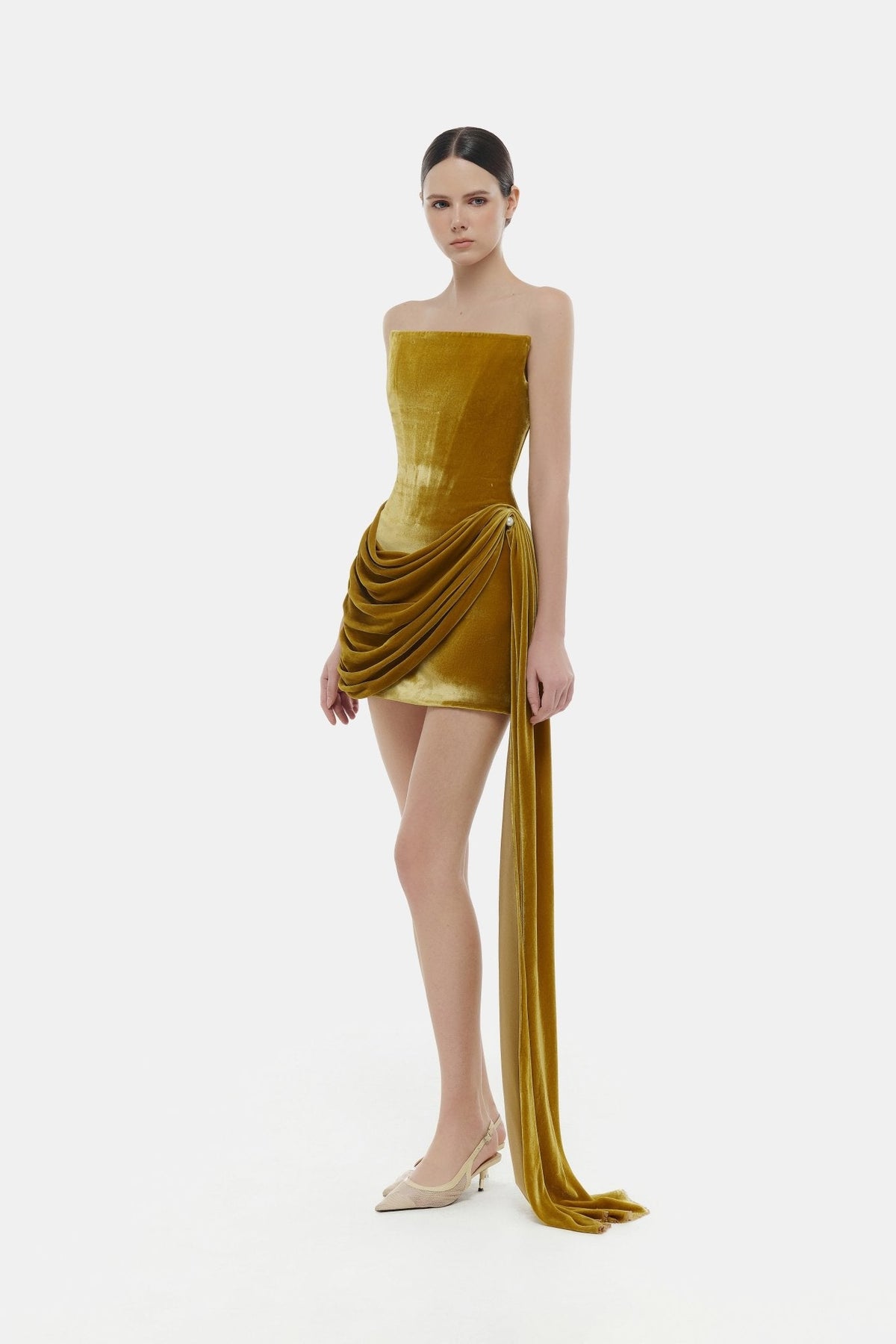 Olive Velvet Mini Dress by Montsand