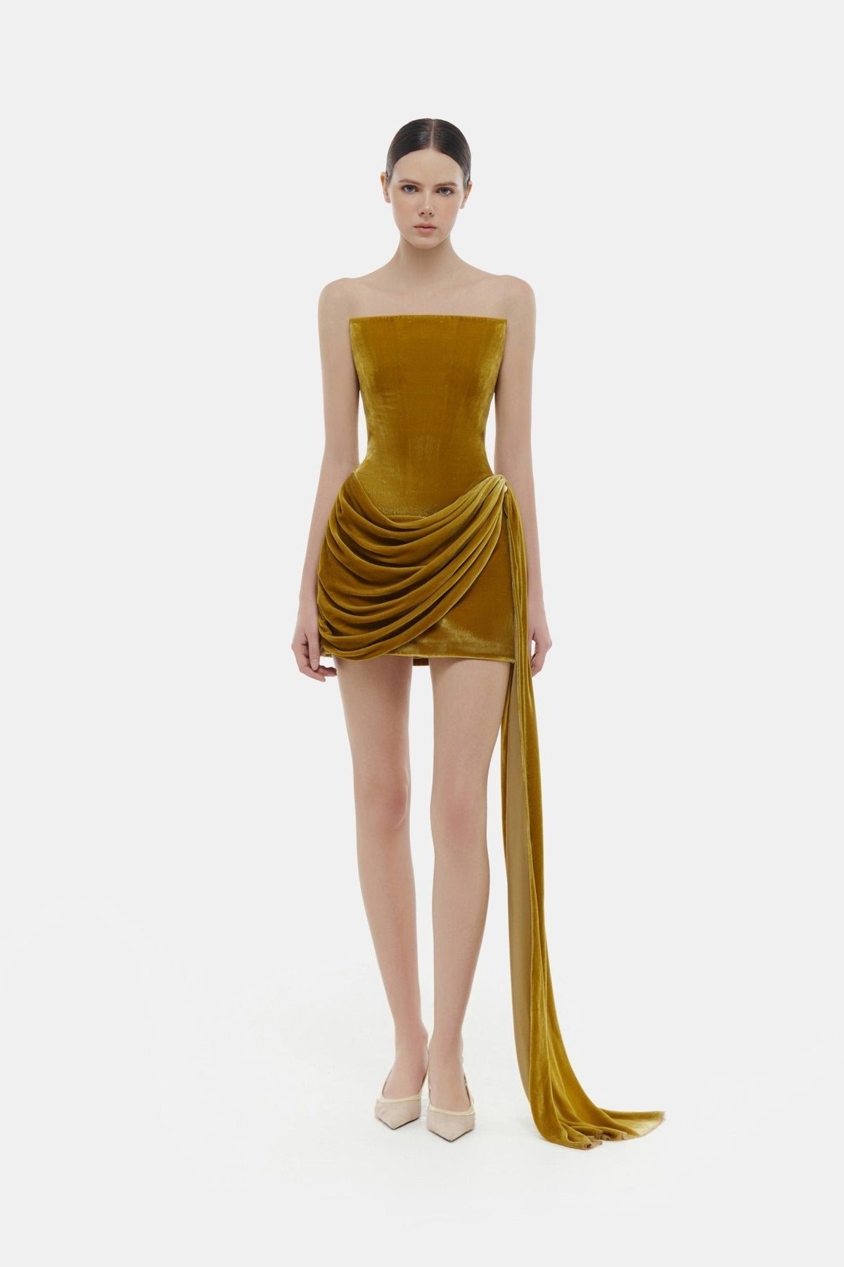 Olive Velvet Mini Dress by Montsand