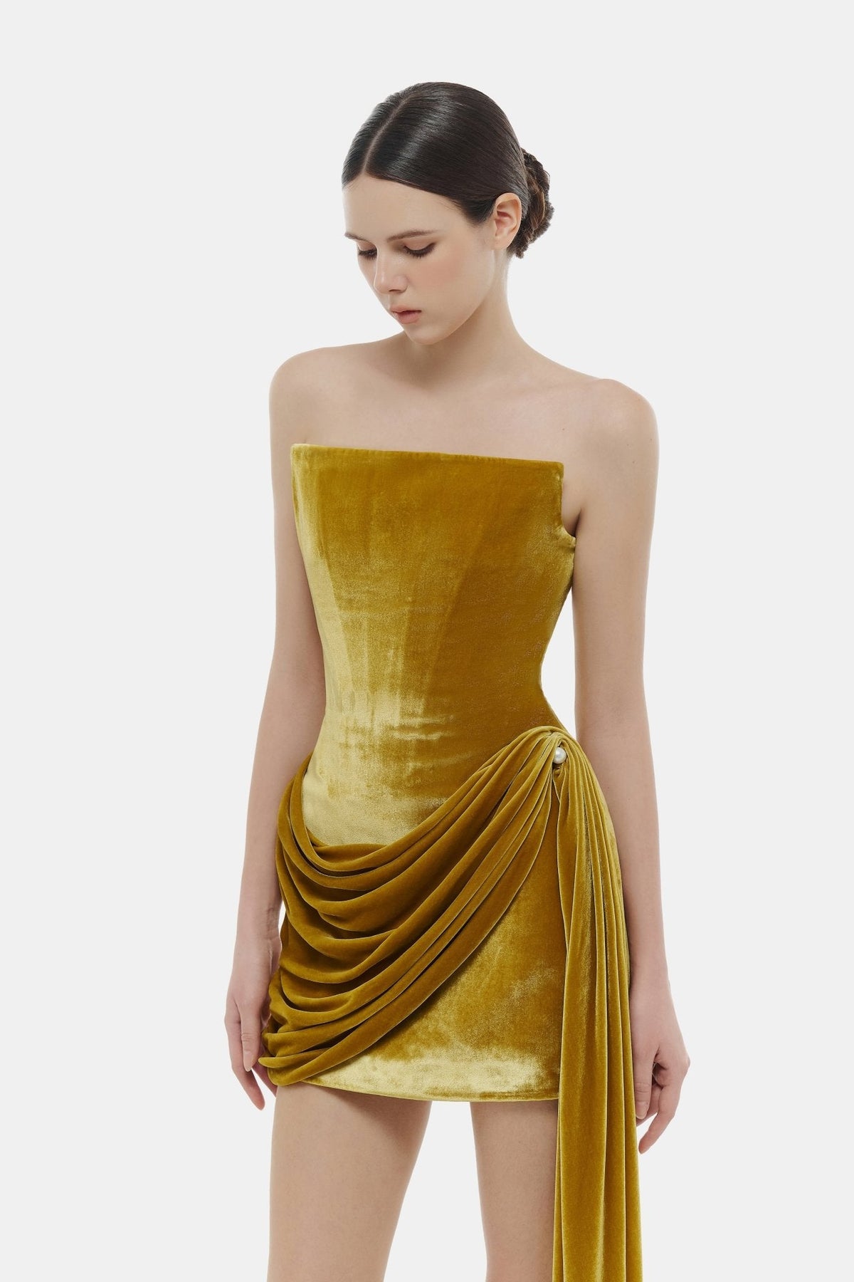 Olive Velvet Mini Dress by Montsand