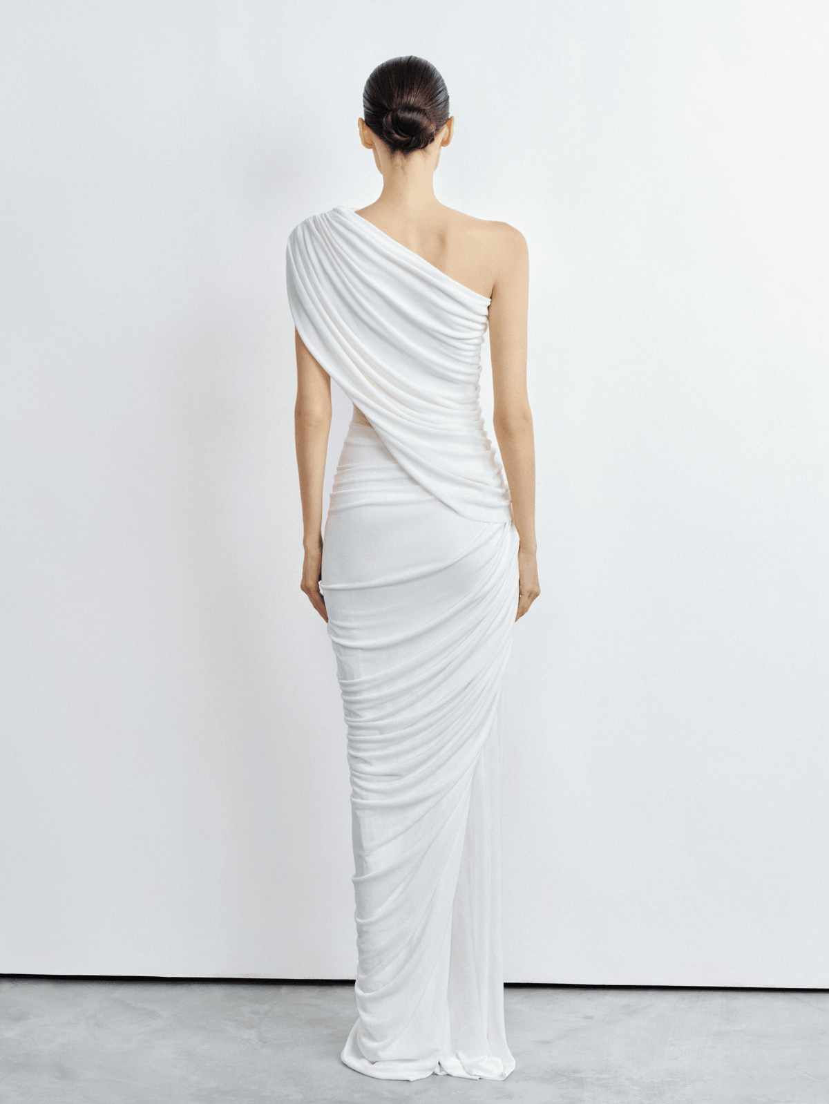 One-Shoulder Draped Cutout Gown by COCOSIN