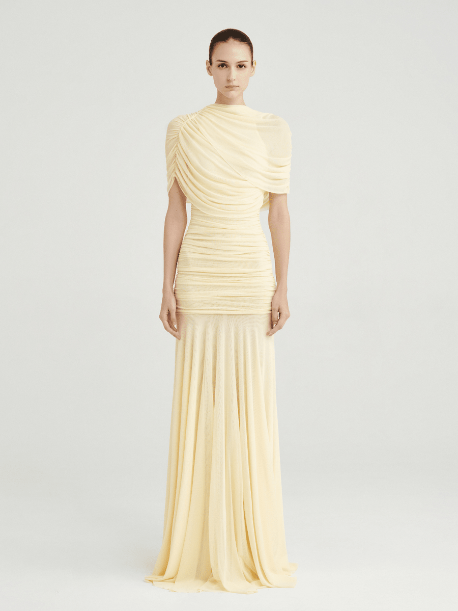 One-Shoulder Ruched Gown