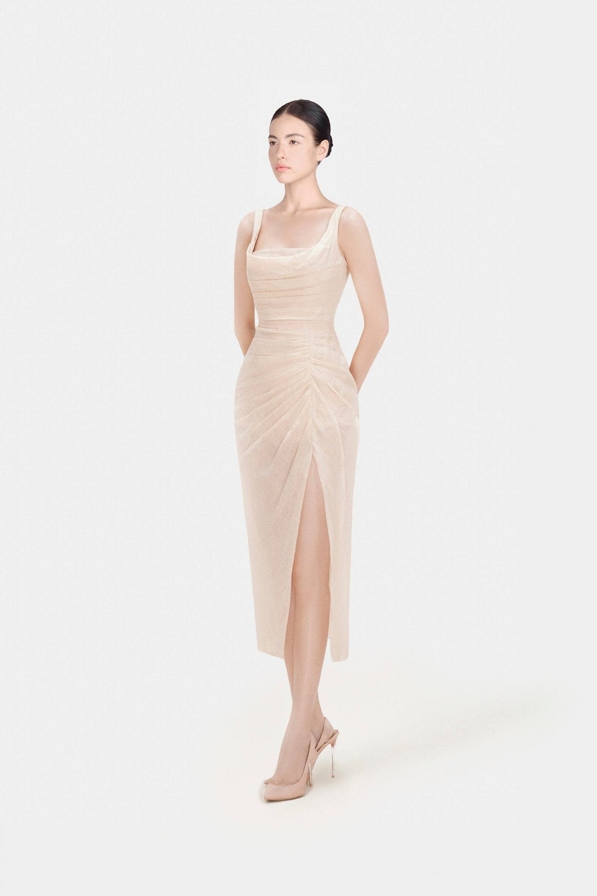 Organza Linen Draped Dress by Montsand